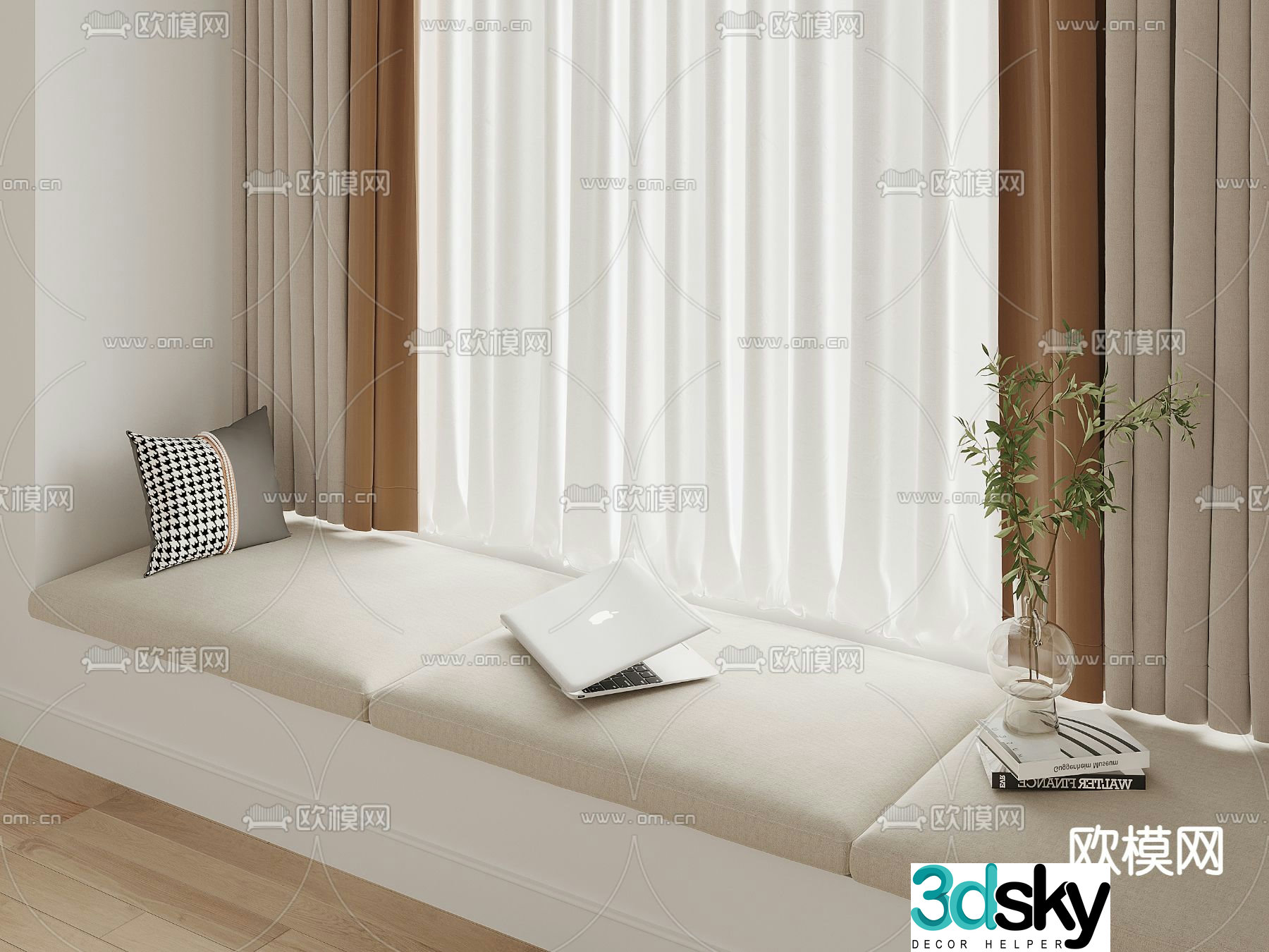 Modern bay window bay window pad 3d model