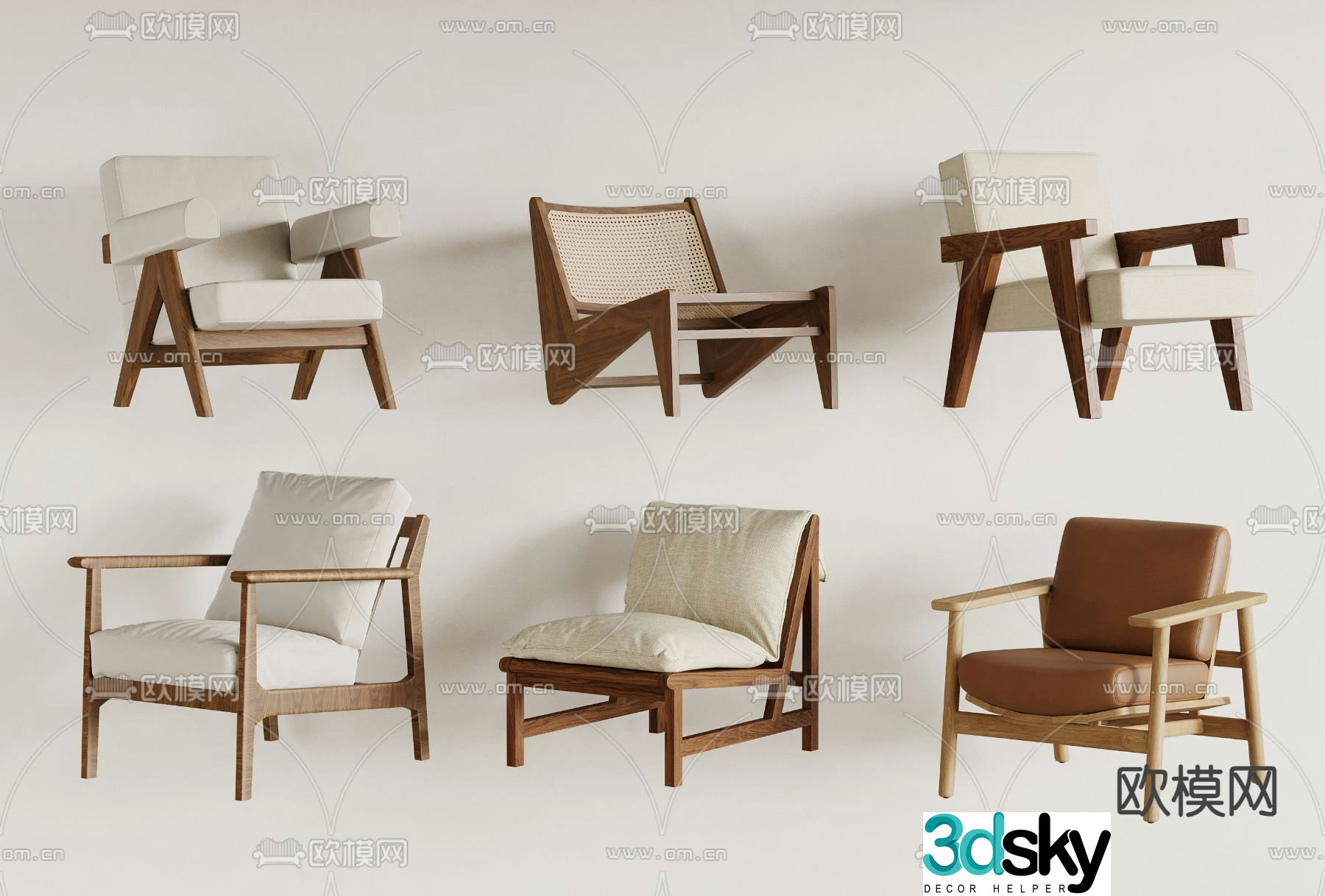 Wabi-sabi chair leisure chair 3d model