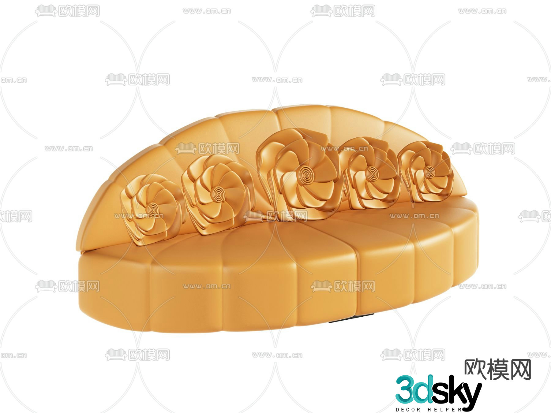 Orange sofa multi-person sofa 3d model