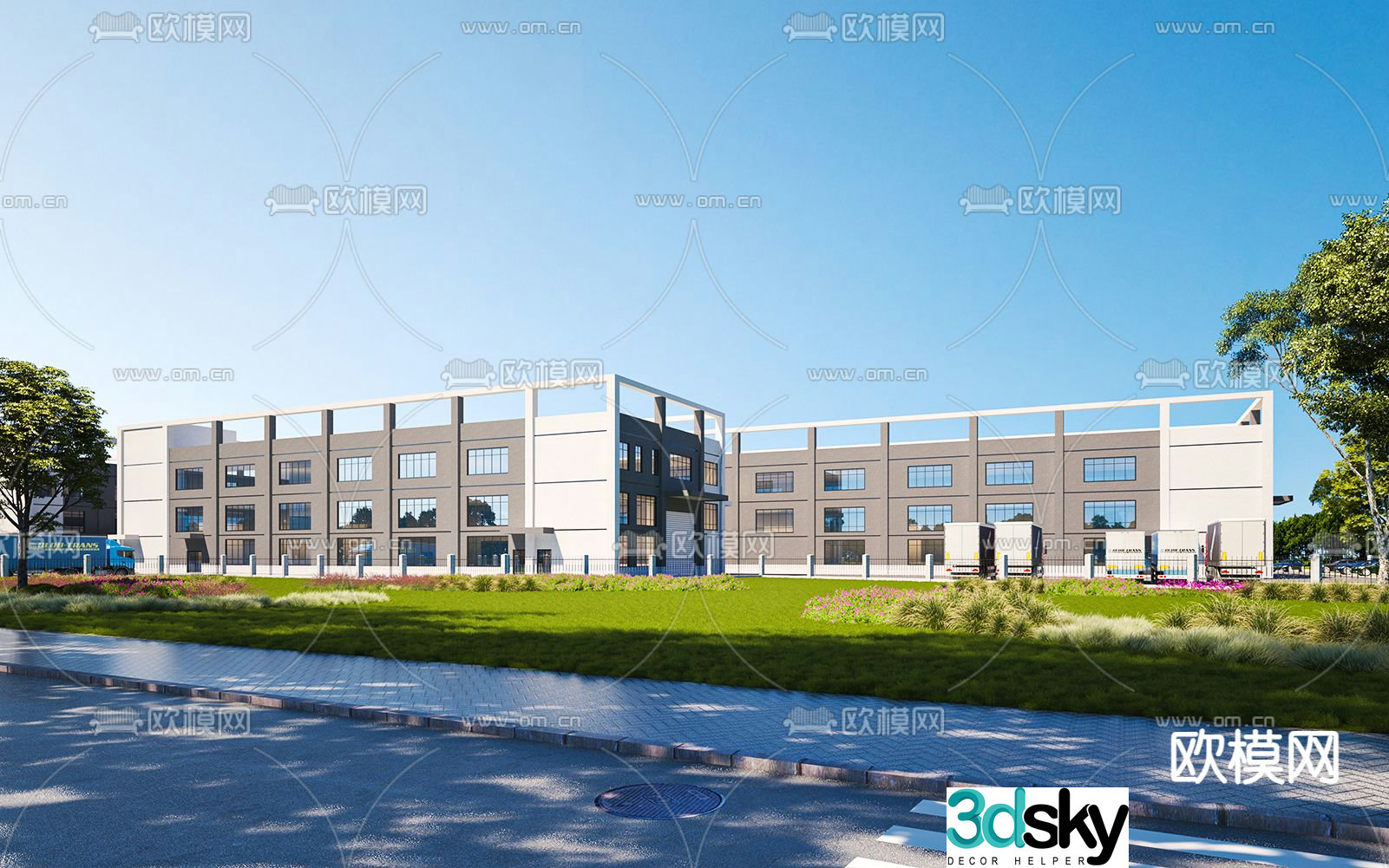 Modern Industrial Park Industrial Park Factory Appearance 3D Model