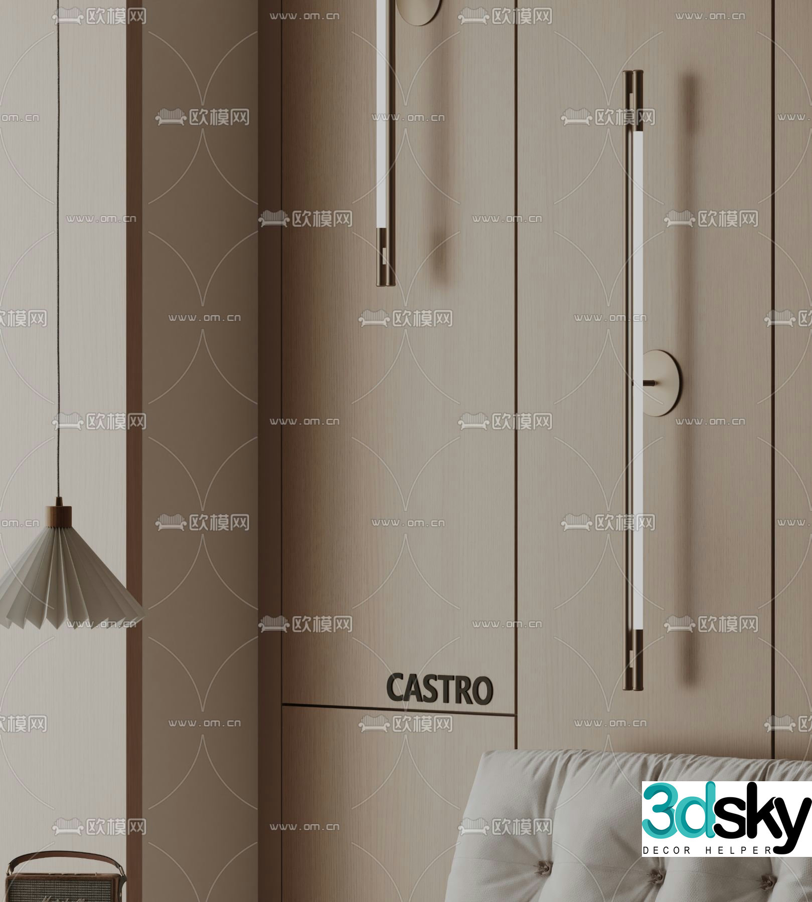 Castro long wall lamp minimalist wall lamp metal wall lamp 3d model