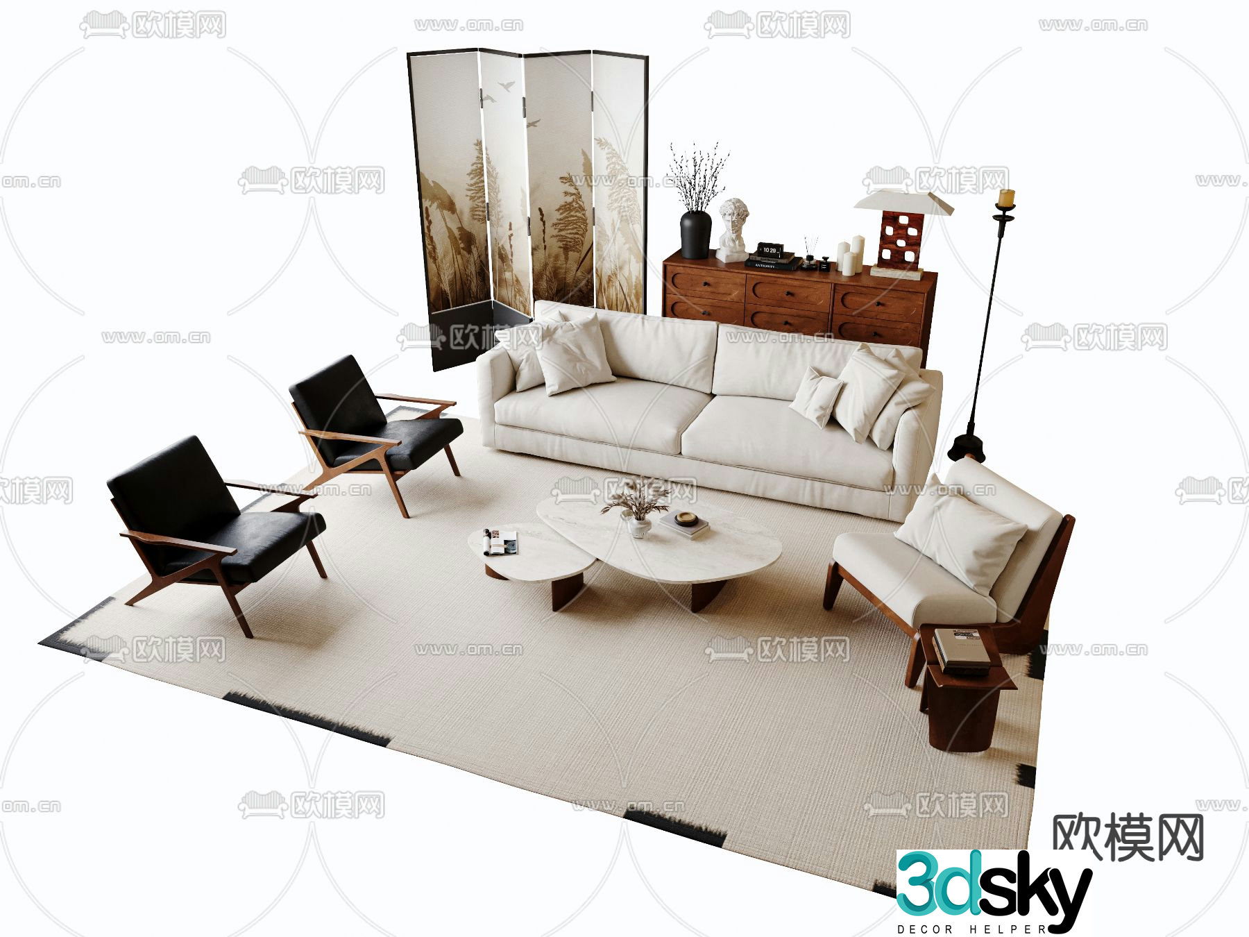 Medieval style modular sofa 3D model