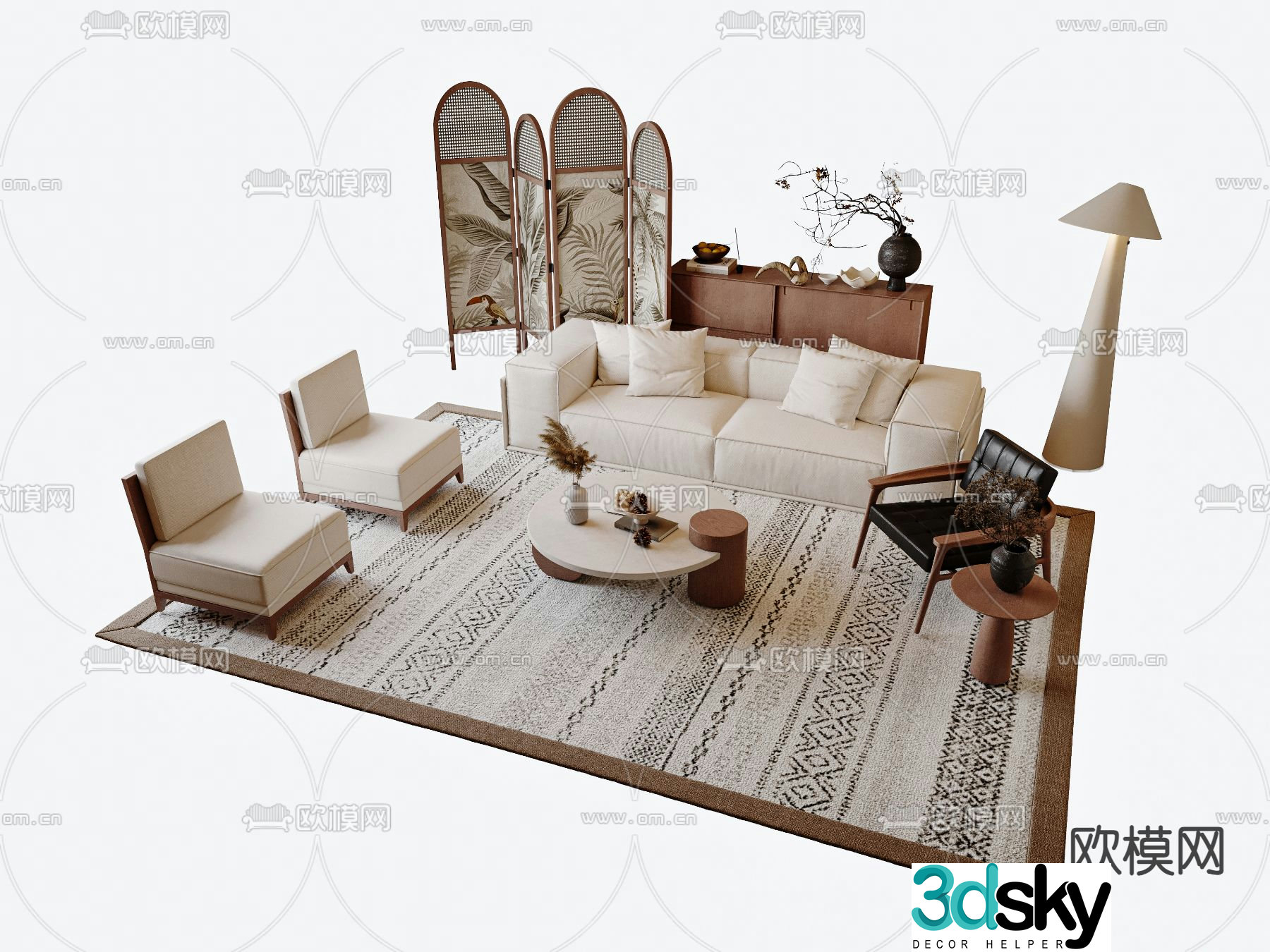 Medieval style modular sofa 3D model