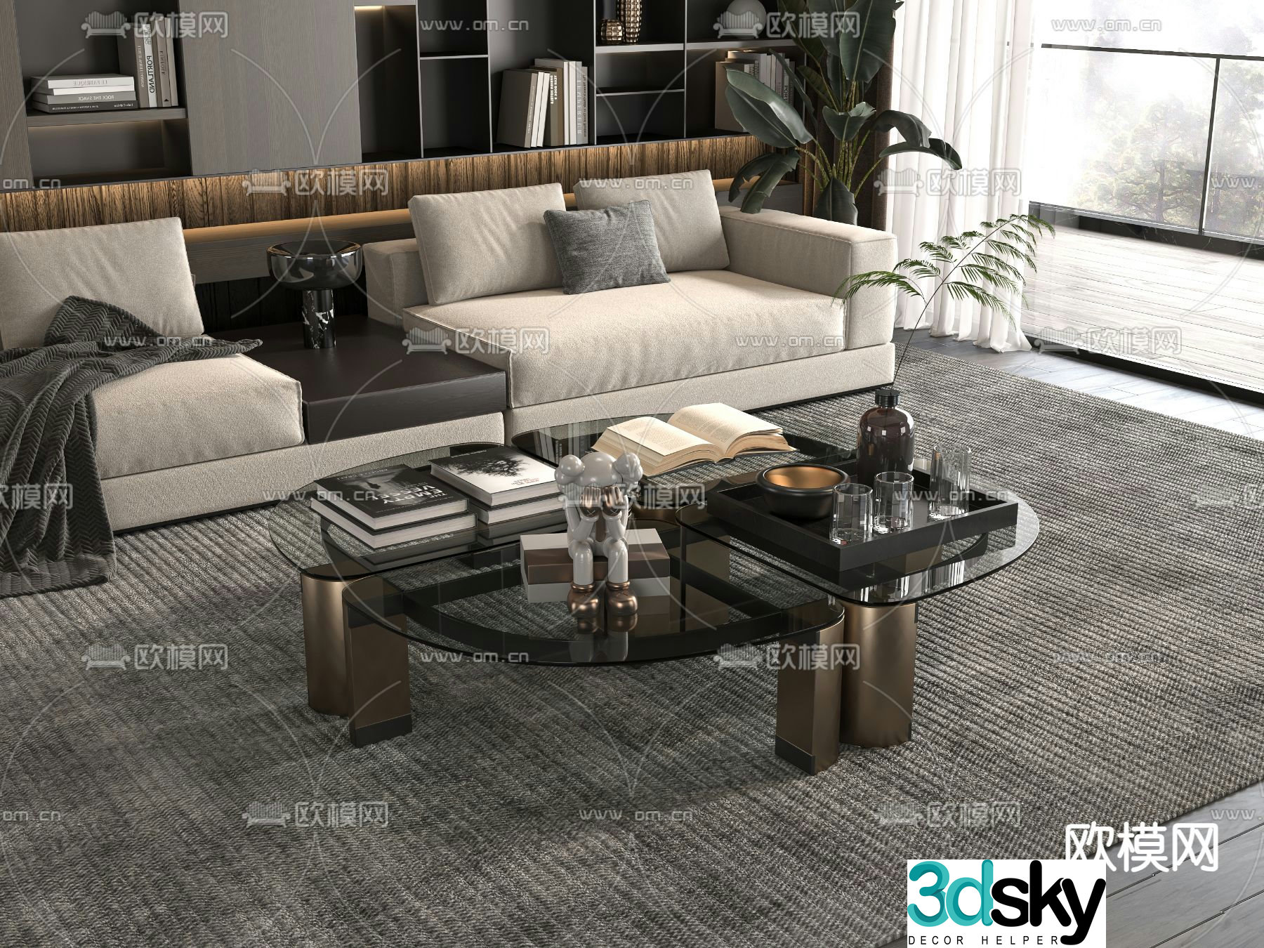 Glass coffee table 3d model