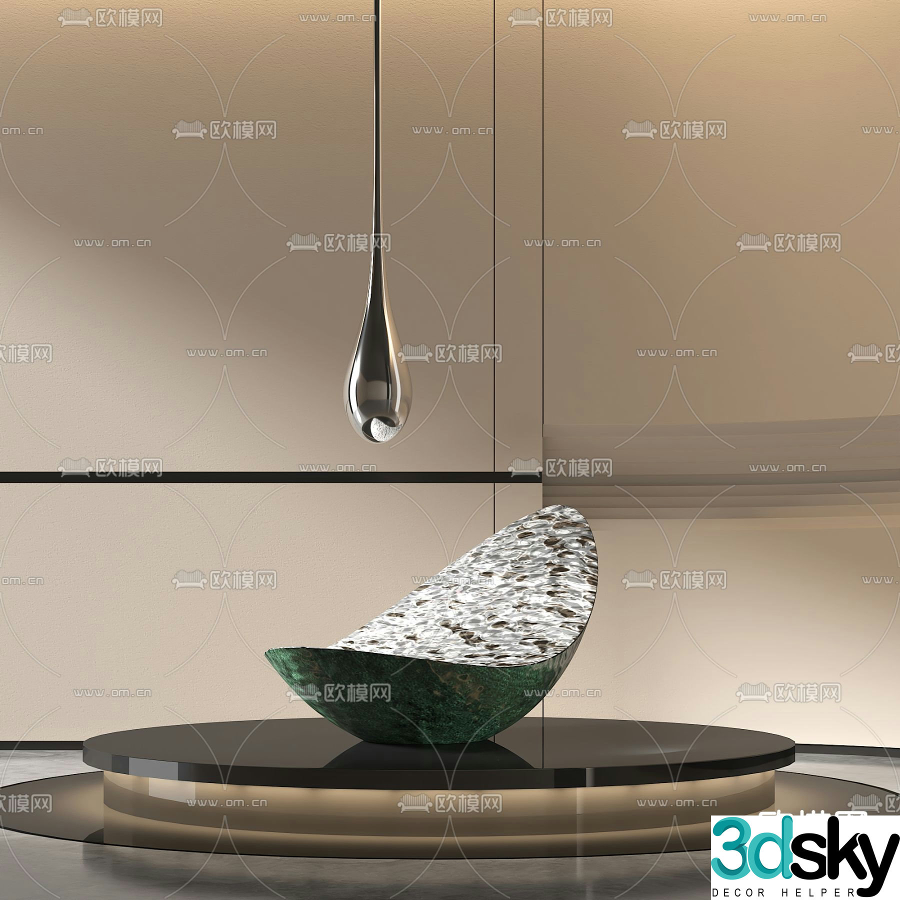Water drop sculpture Sailing sculpture Lobby ornaments 3D model