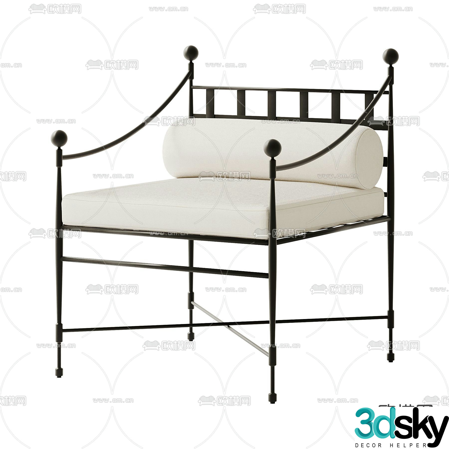 Medieval style chair leisure chair 3d model