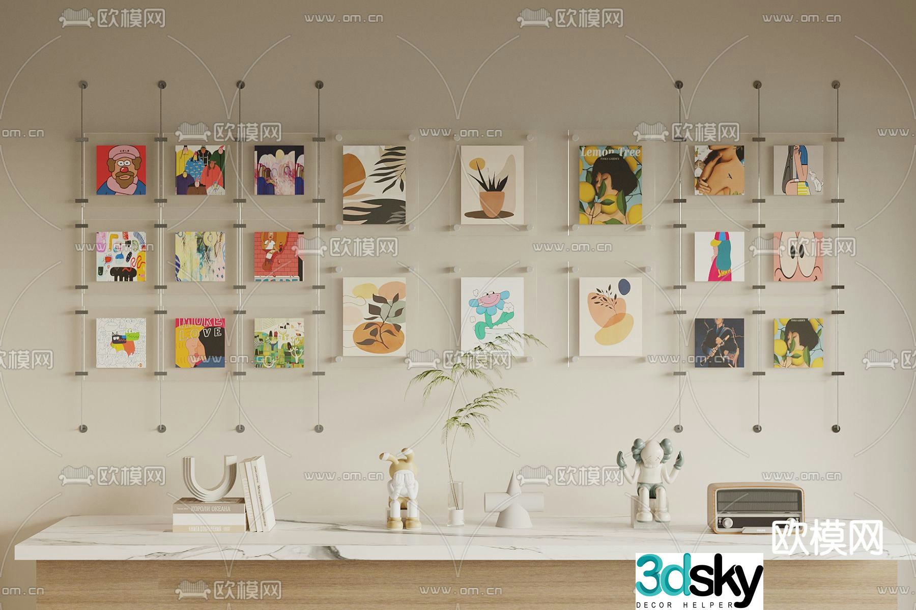 Cartoon painting Decorative painting Art painting 3d model