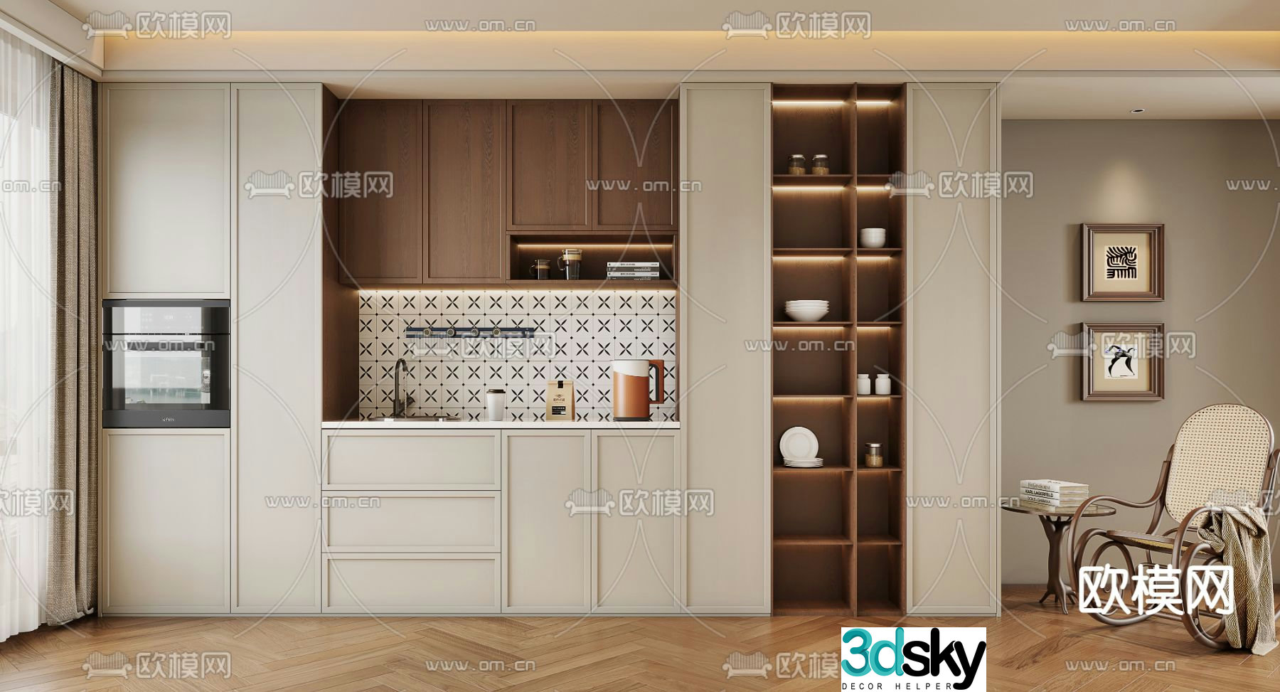 Medieval style wine cabinet multifunctional wine cabinet sideboard 3D model