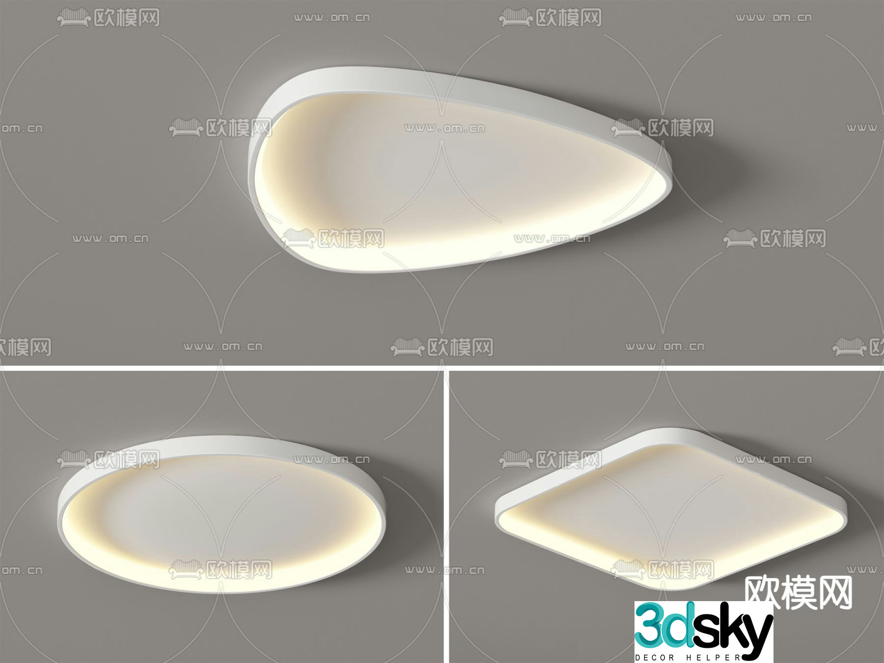 round ceiling lamp square ceiling lamp 3d model