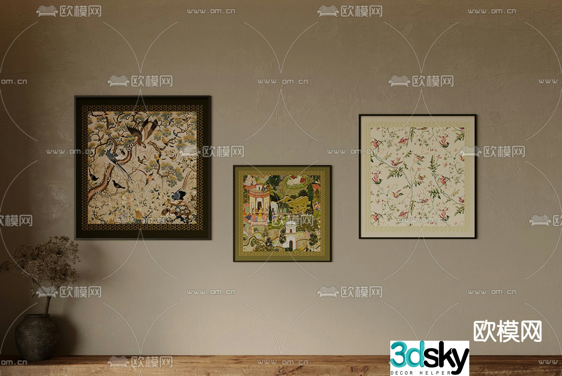 Middle-aged flower painting Art painting Decorative painting 3D model