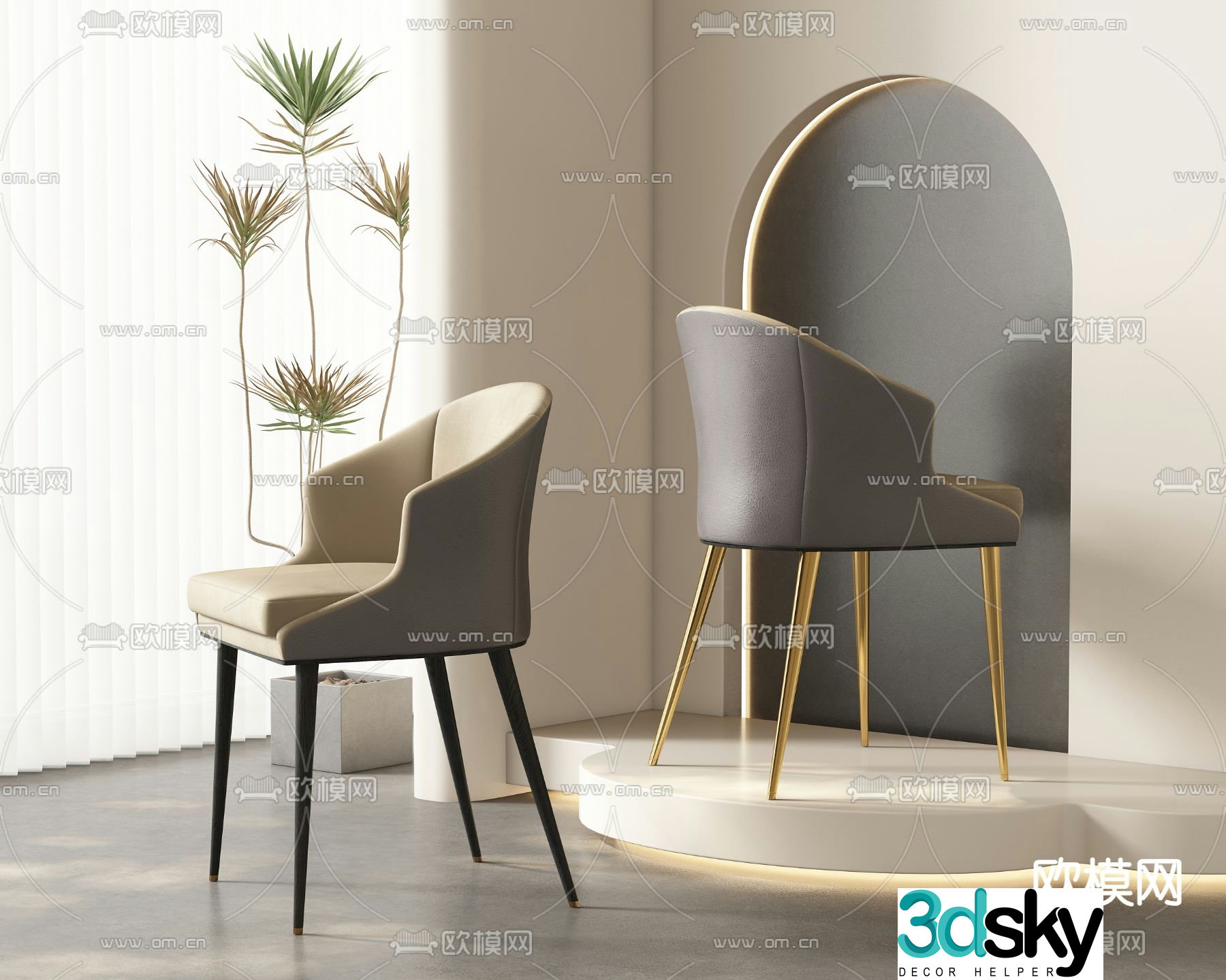 leather chair dining chair 3d model
