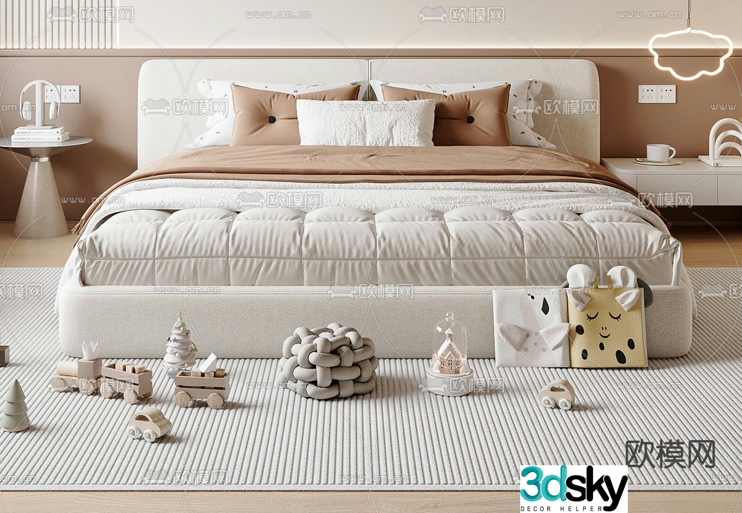 Modern children’s bed double bed 3d model