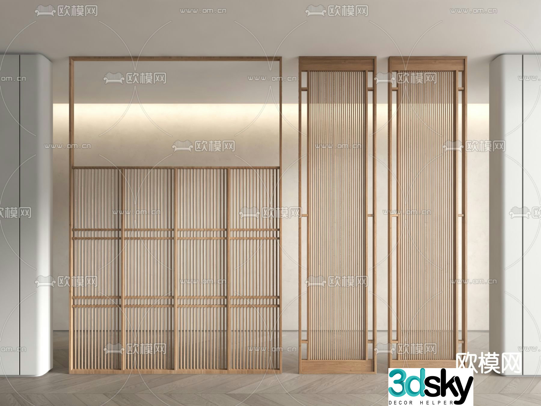 Screen partition Wooden screen hollow partition 3d model