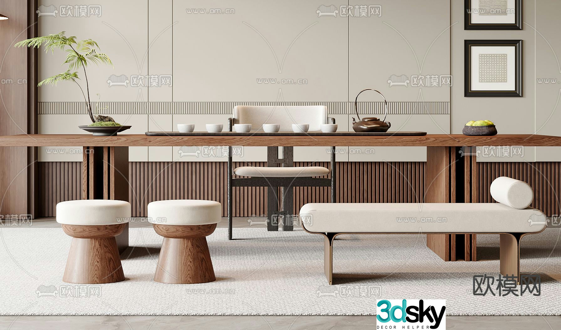 New Chinese tea table 3d model