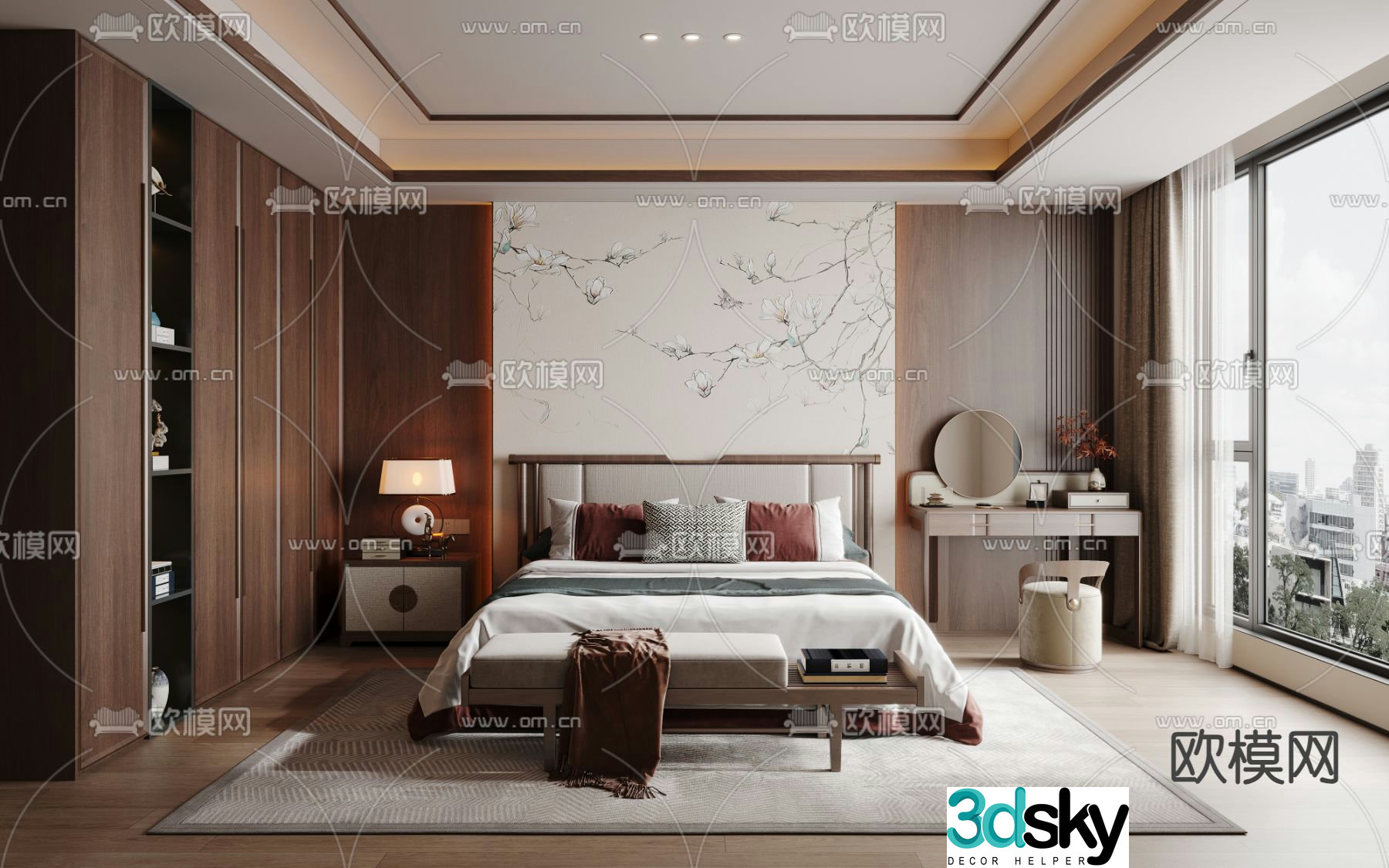 New Chinese style bedroom master bedroom master room 3D model