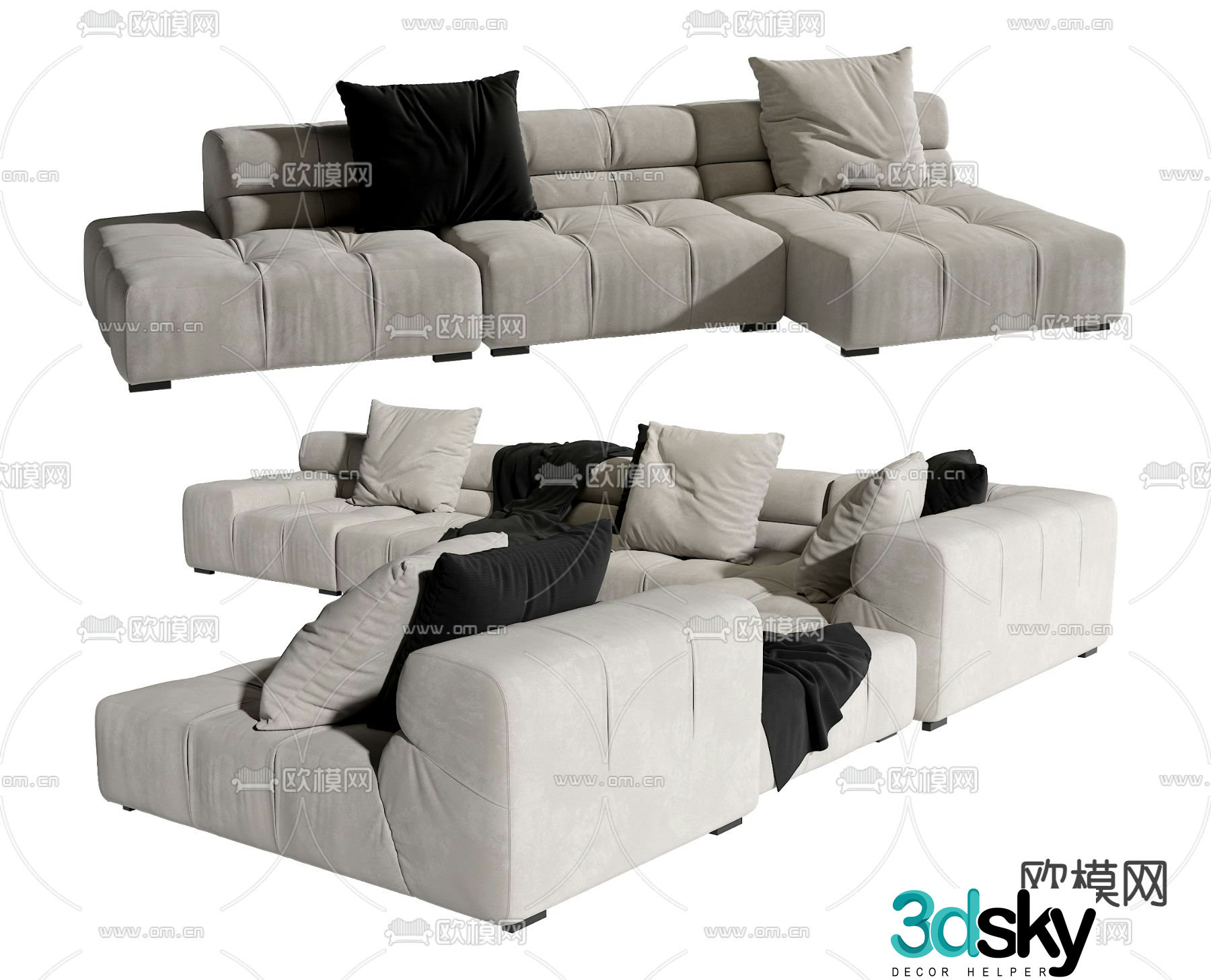 Multi-person sofa corner sofa 3d model
