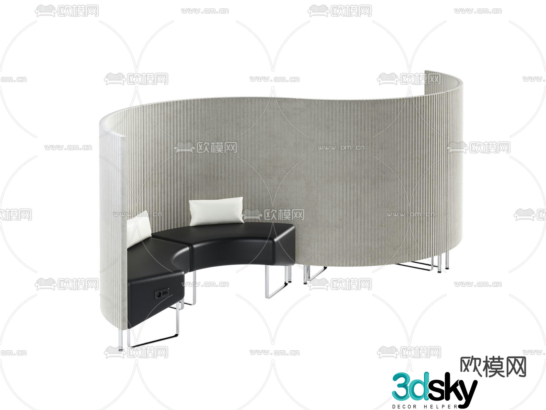 High back sofa curved sofa 3d model