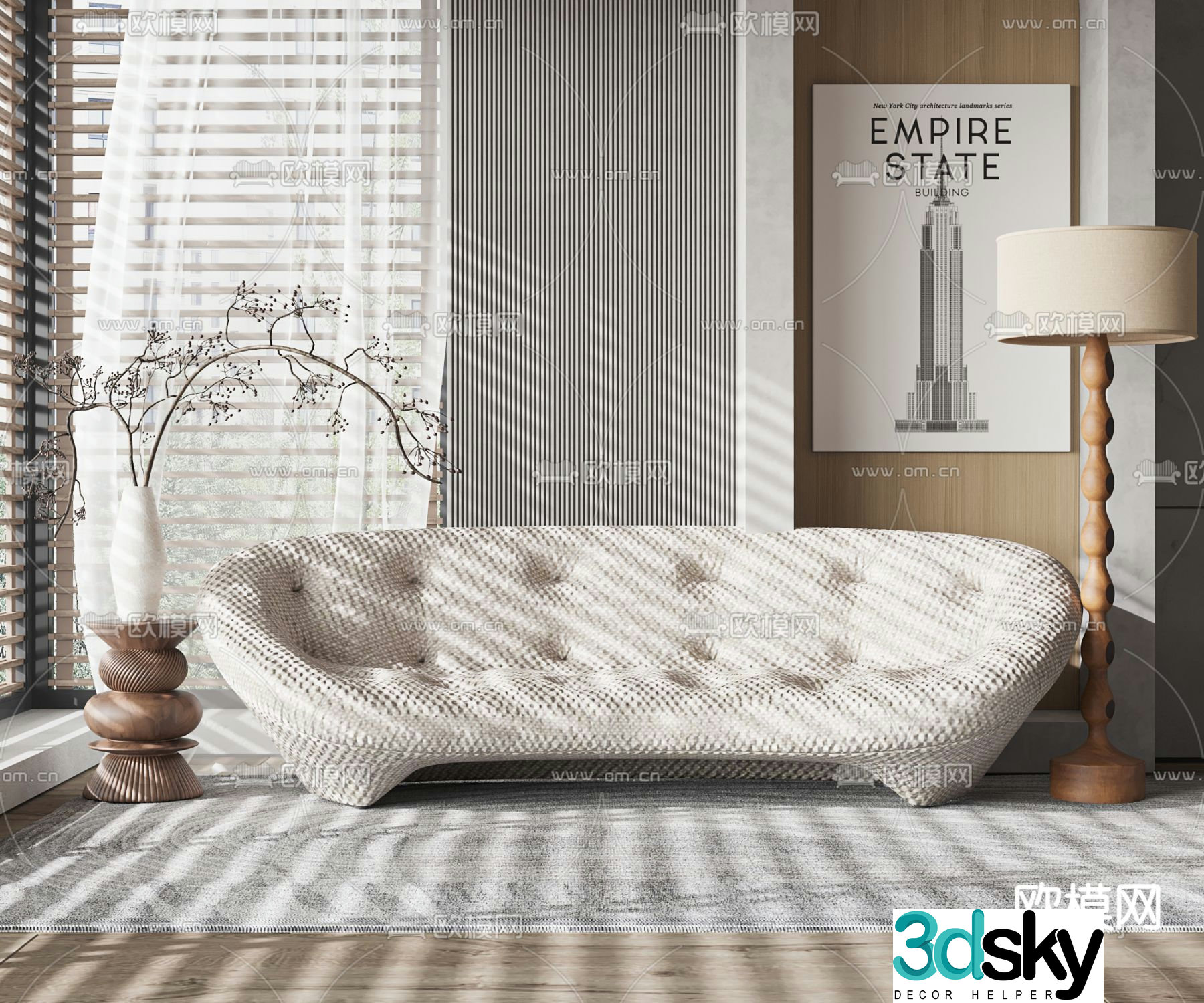 Double sofa leisure sofa 3d model