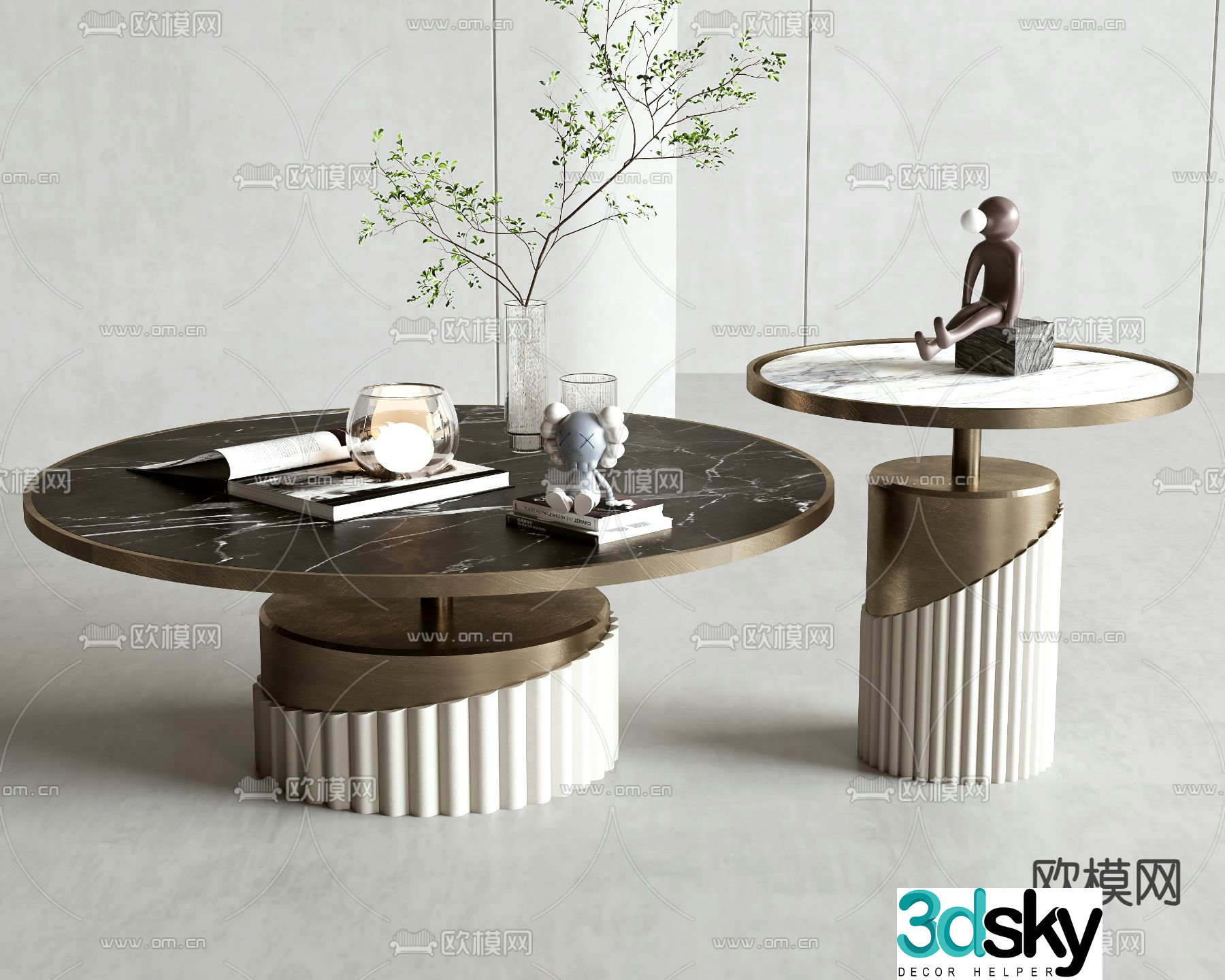 Light luxury coffee table mother-in-law coffee table 3d model