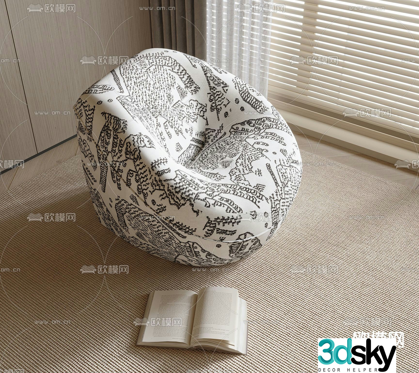French sofa single sofa 3d model