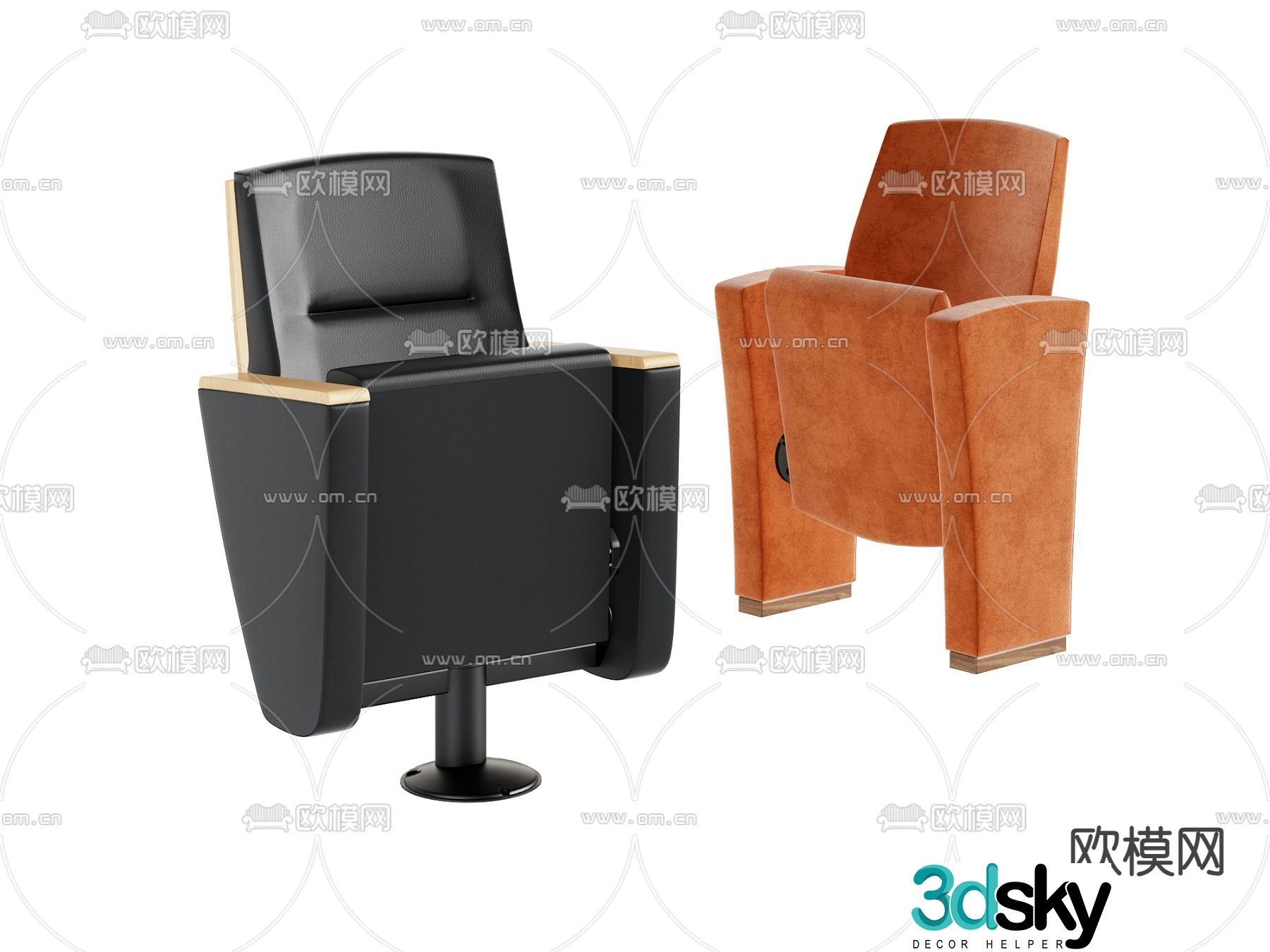 Cinema chair Public chair Folding chair 3d model