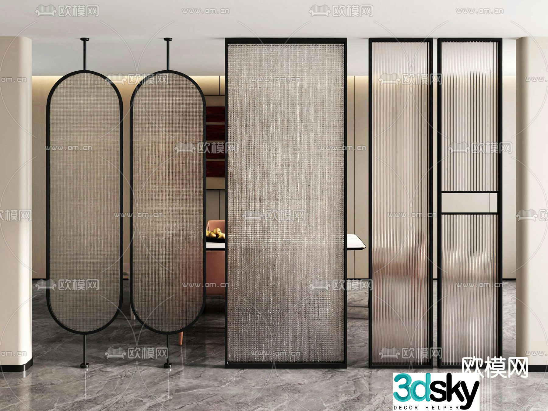 Changhong glass partition screen 3d model