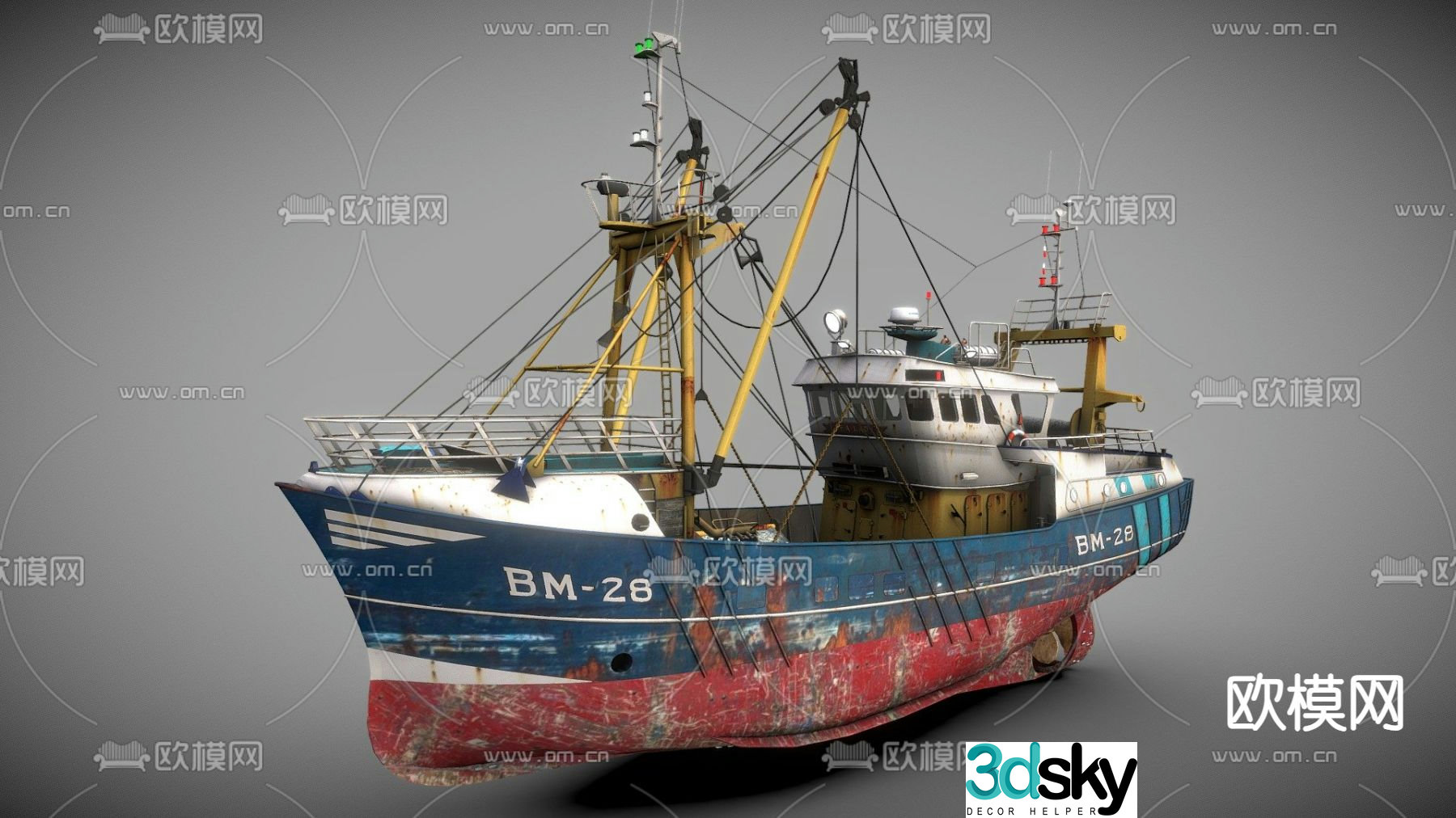 fishing boat ship old boat 3d model