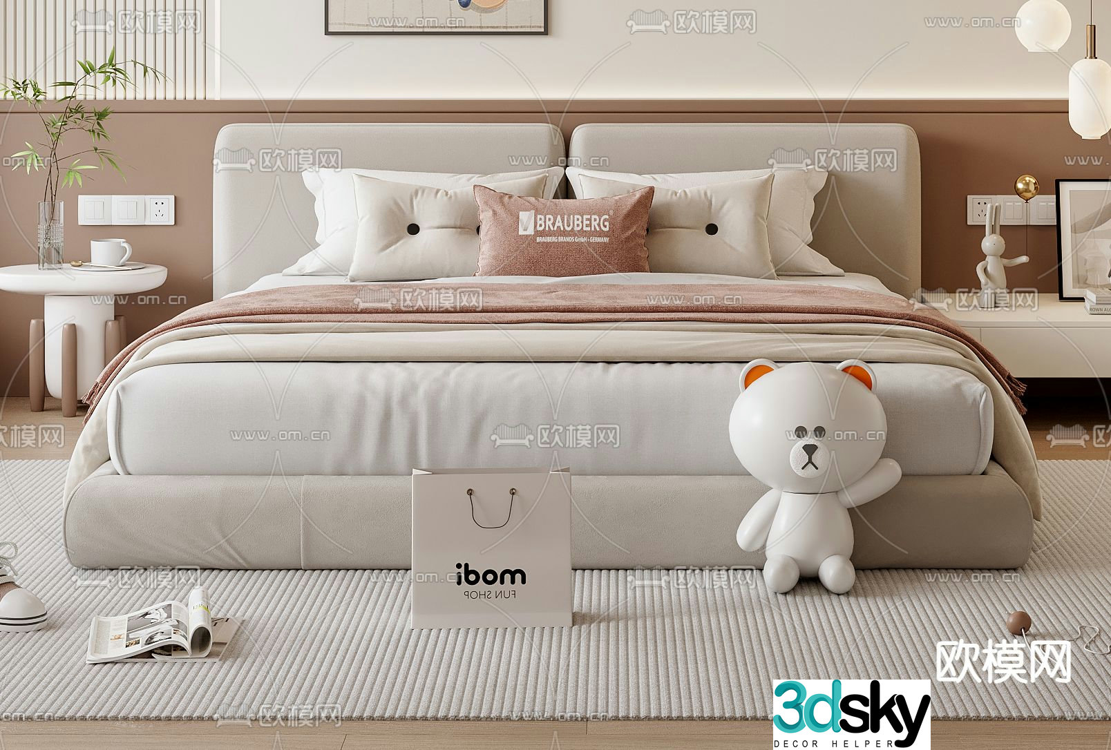 Modern children’s bed double bed 3d model