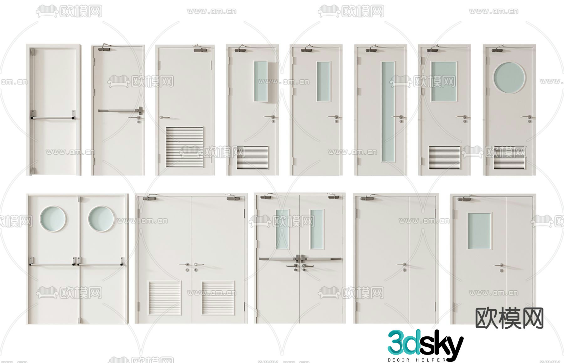 Modern fire door Fire door Swing door 3D model