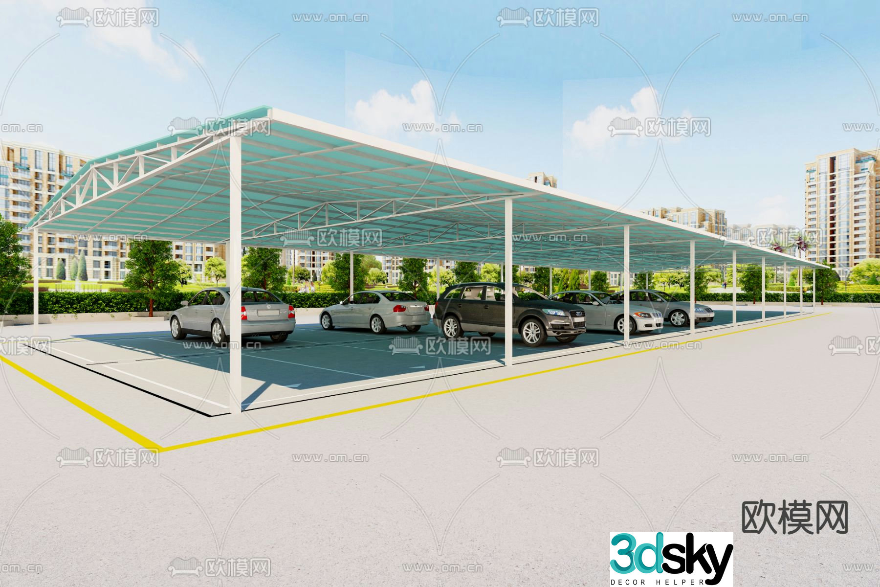 Canopy Awning Parking 3D Model