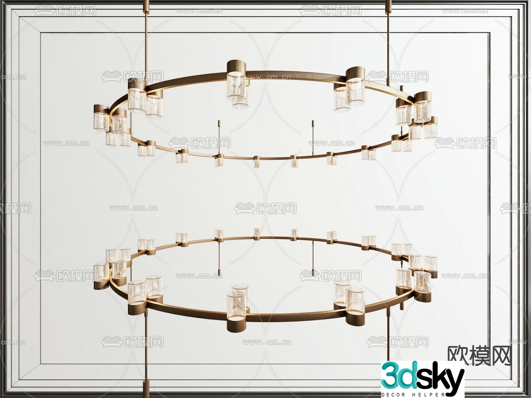 New Chinese style chandelier lobby chandelier 3d model