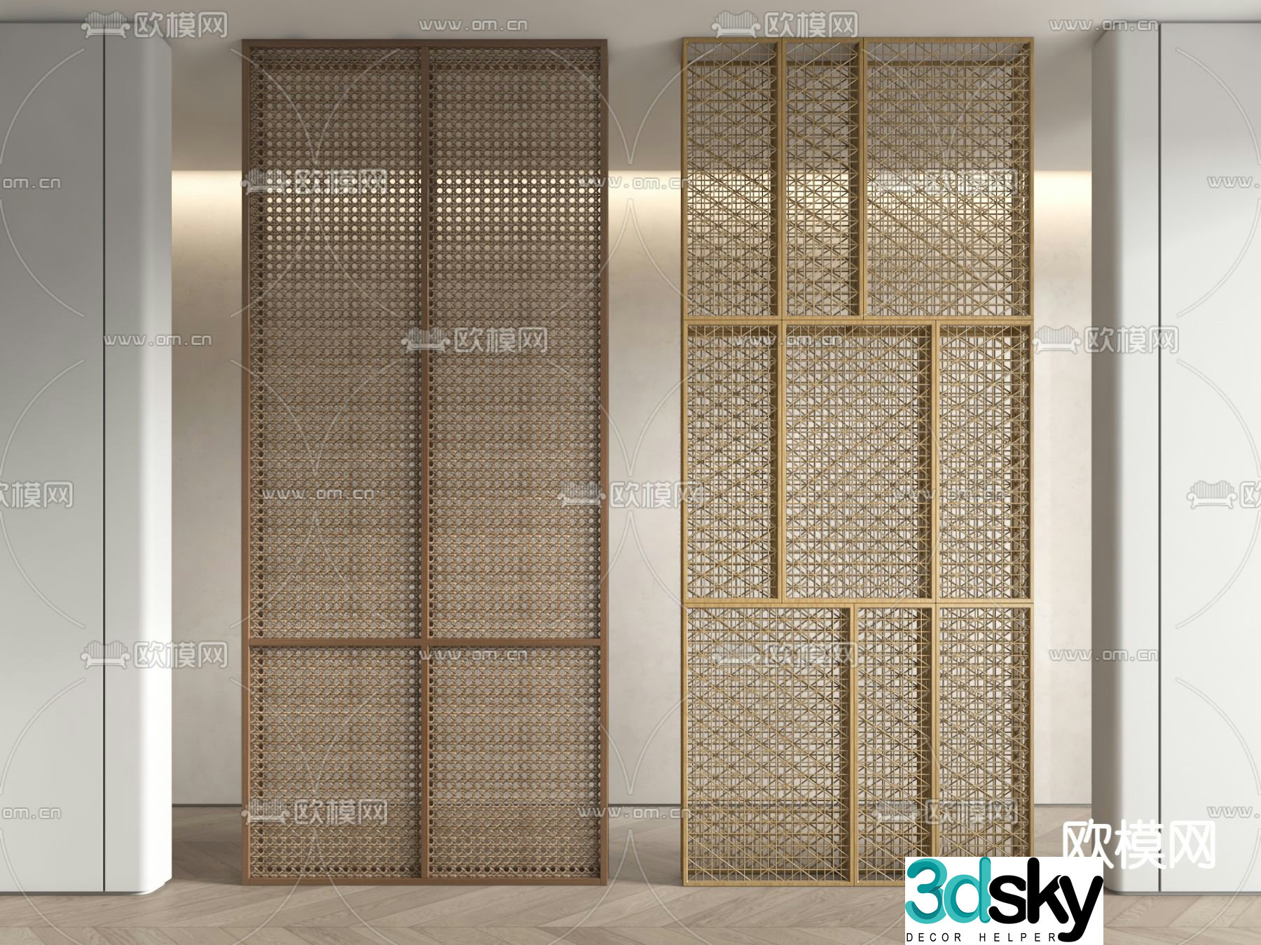 Screen partition Wooden screen hollow partition 3d model