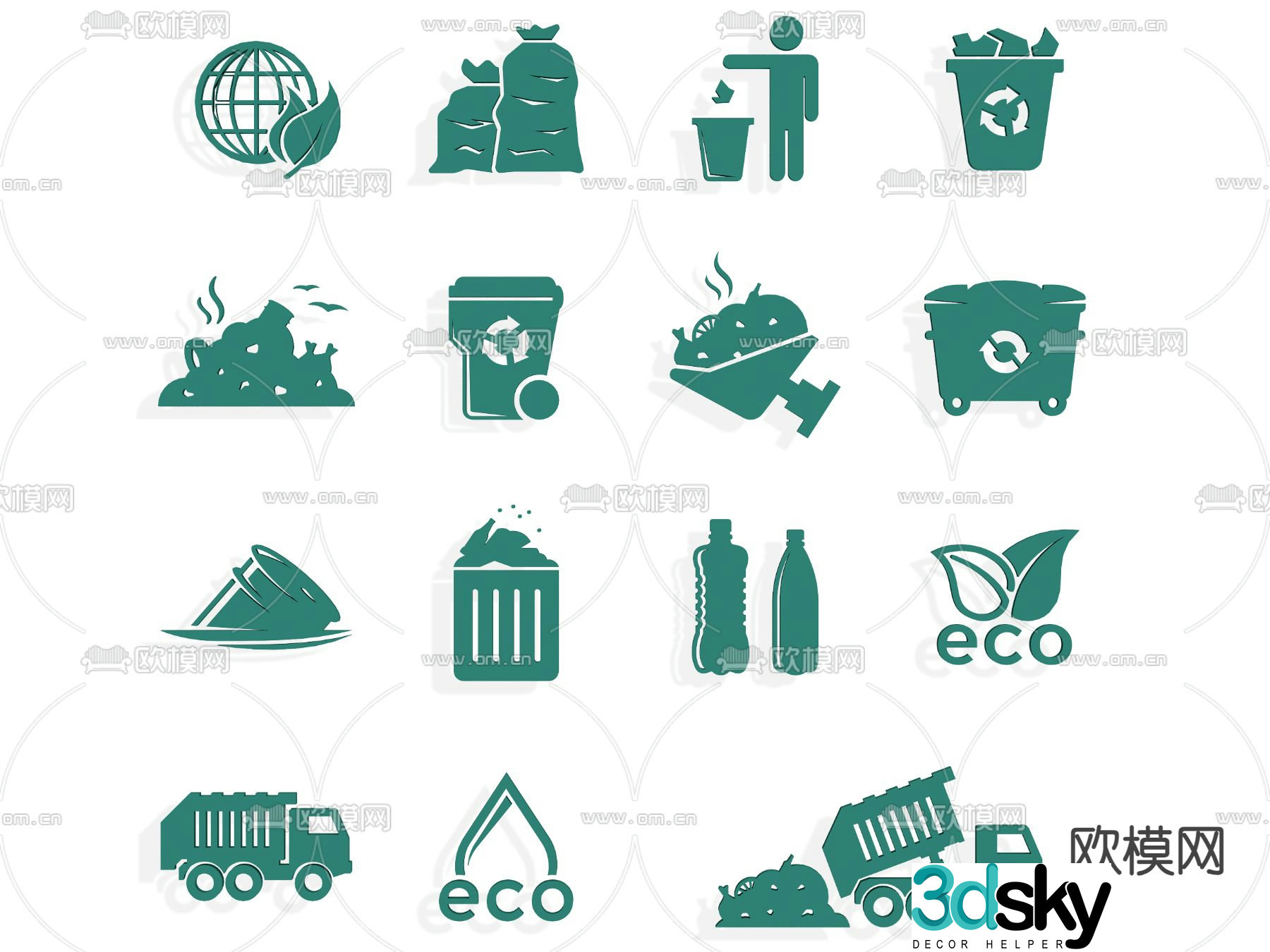 Green ecology icon energy saving and environmental protection logo 3d model