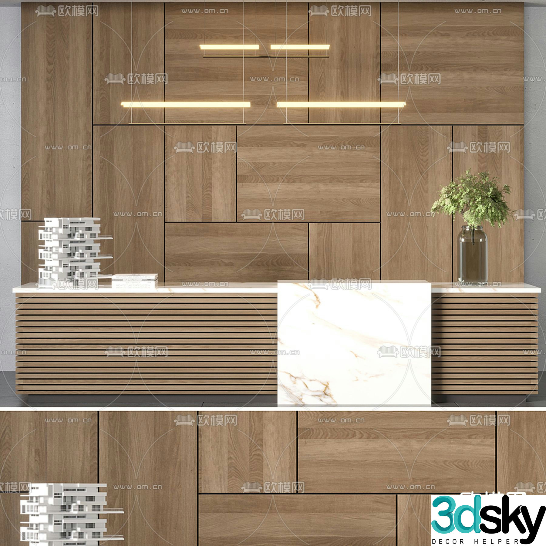 Modern front desk reception desk service desk information desk 3d model