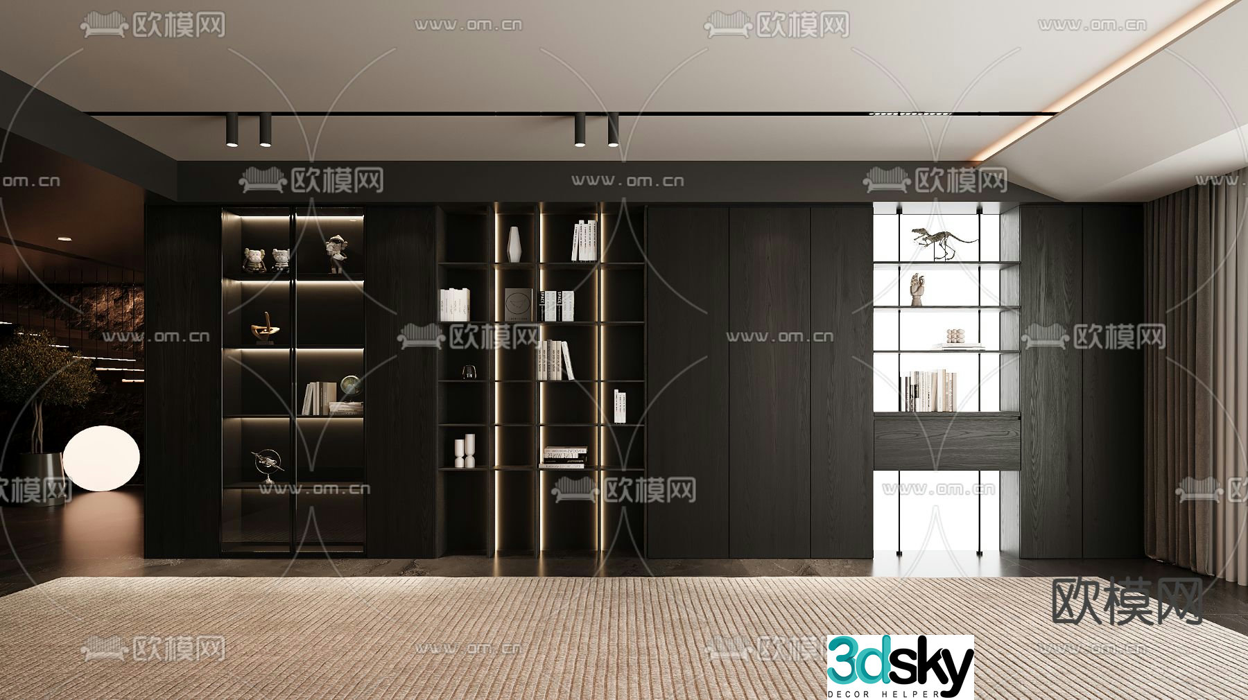 Italian bookcase bookshelf 3d model