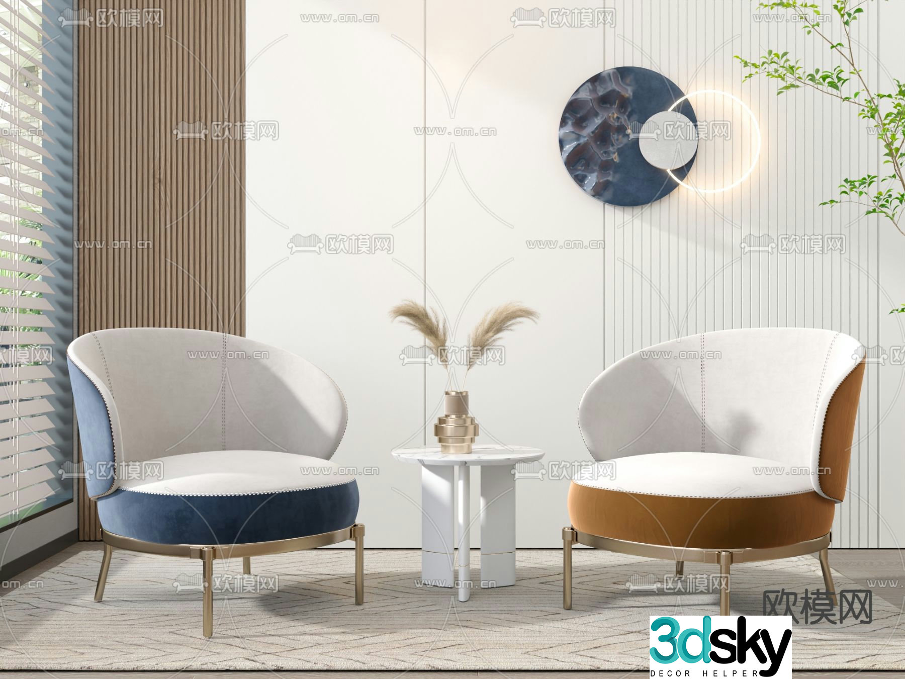 Light luxury sofa chair leisure chair armchair 3d model