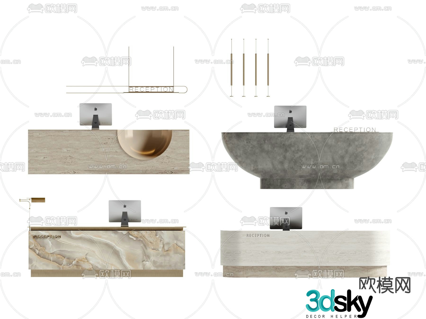 Front desk service desk reception desk information desk 3d model