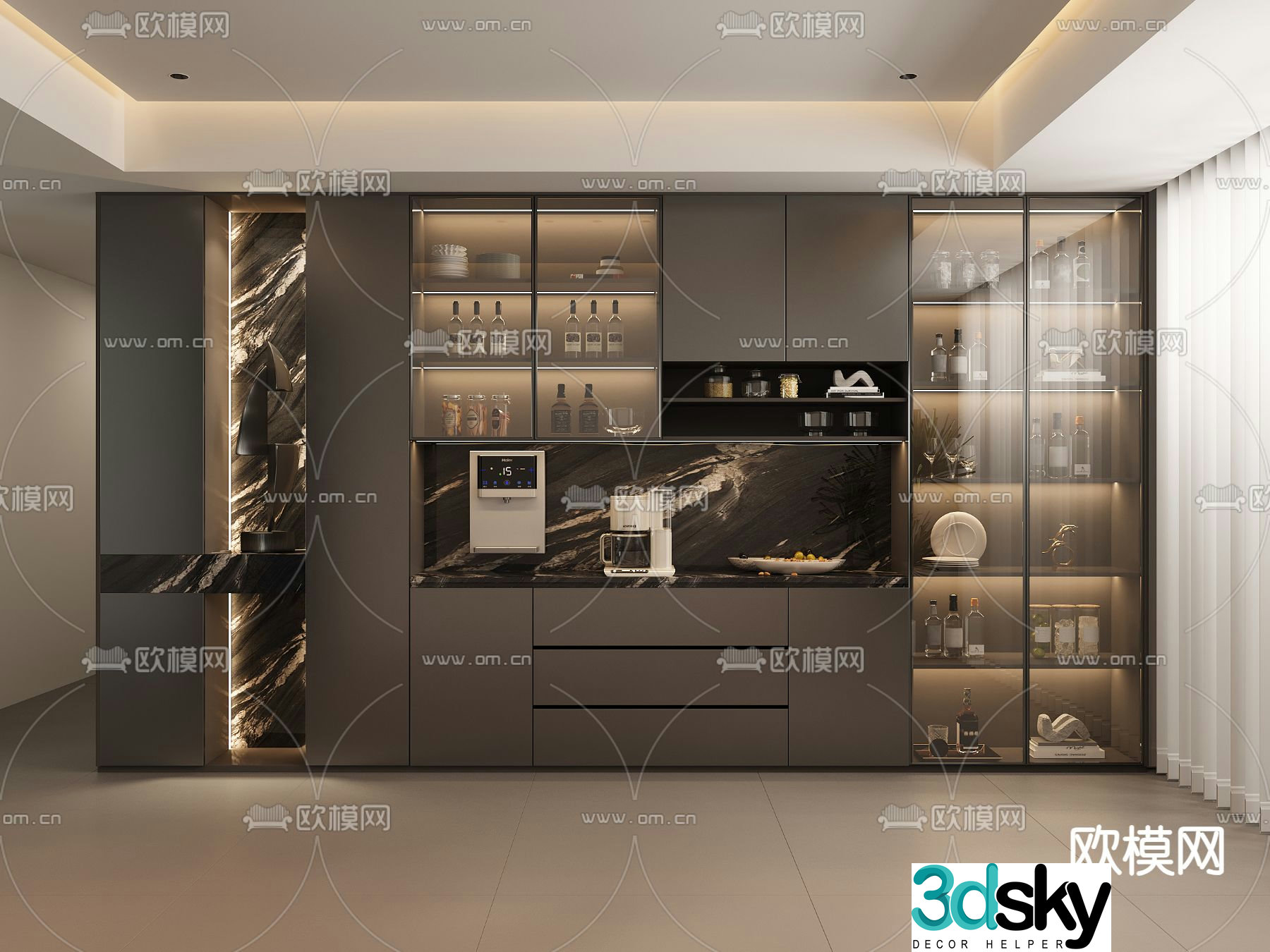 Modern wine cabinet sideboard 3d model
