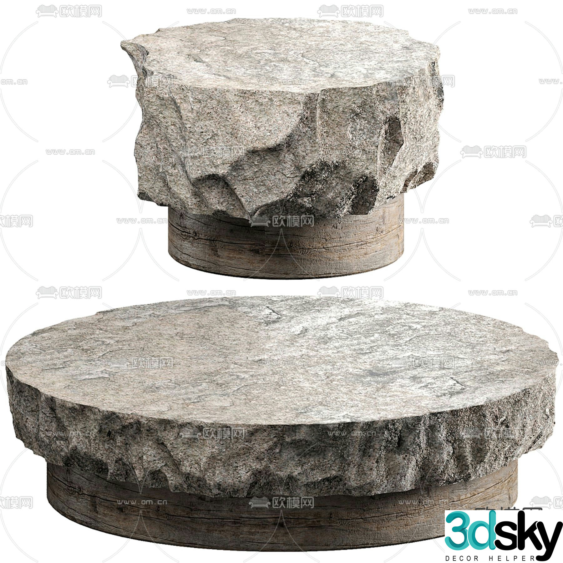 Outdoor slate table and chairs table stone stone chair 3d model