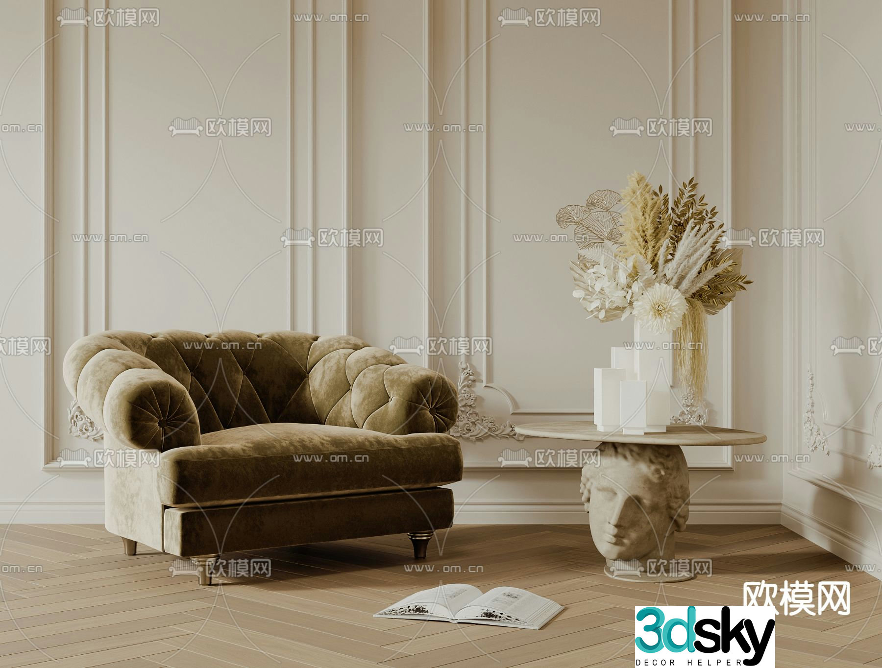 Simple European single sofa 3d model