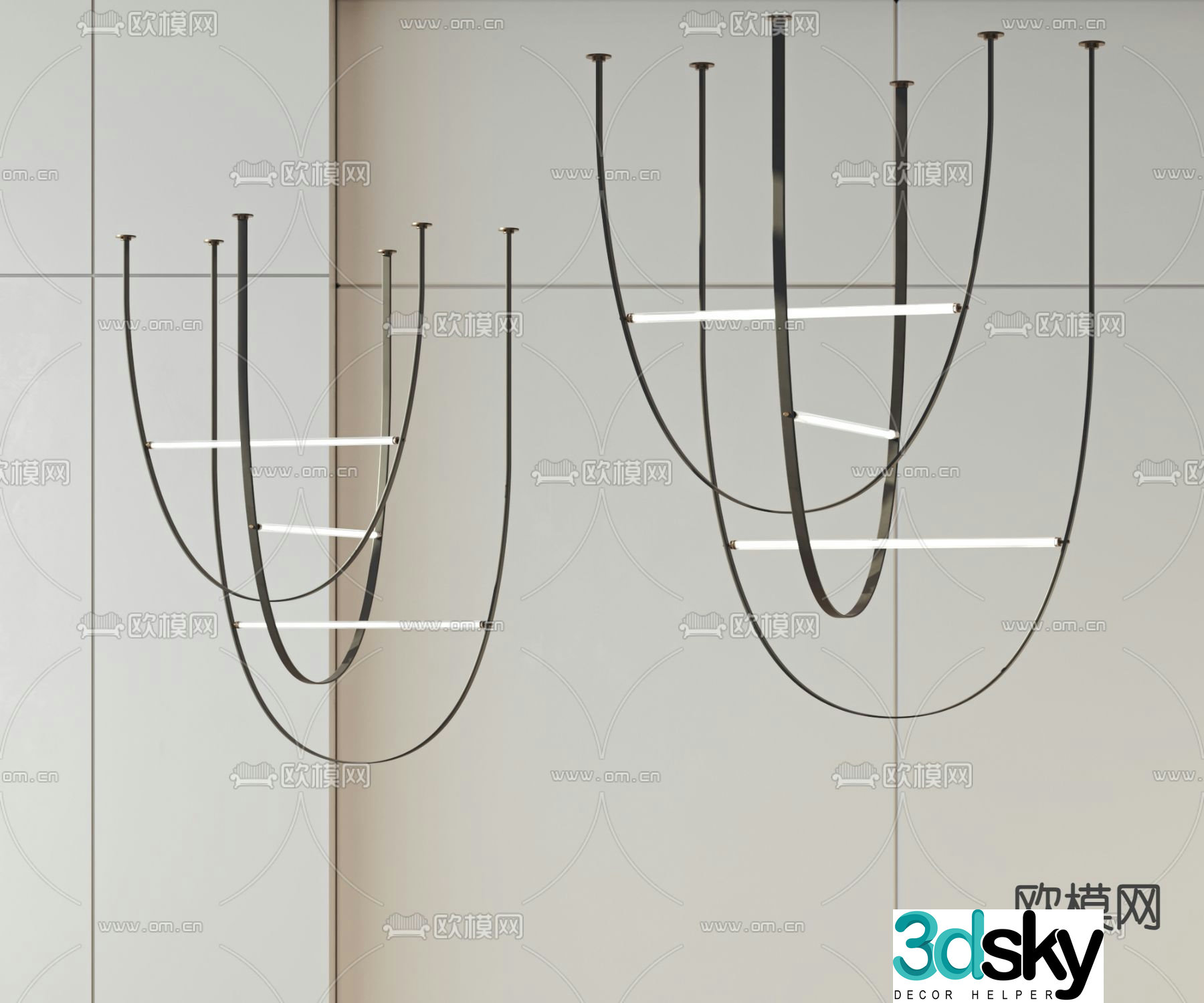Line chandelier lobby chandelier 3d model