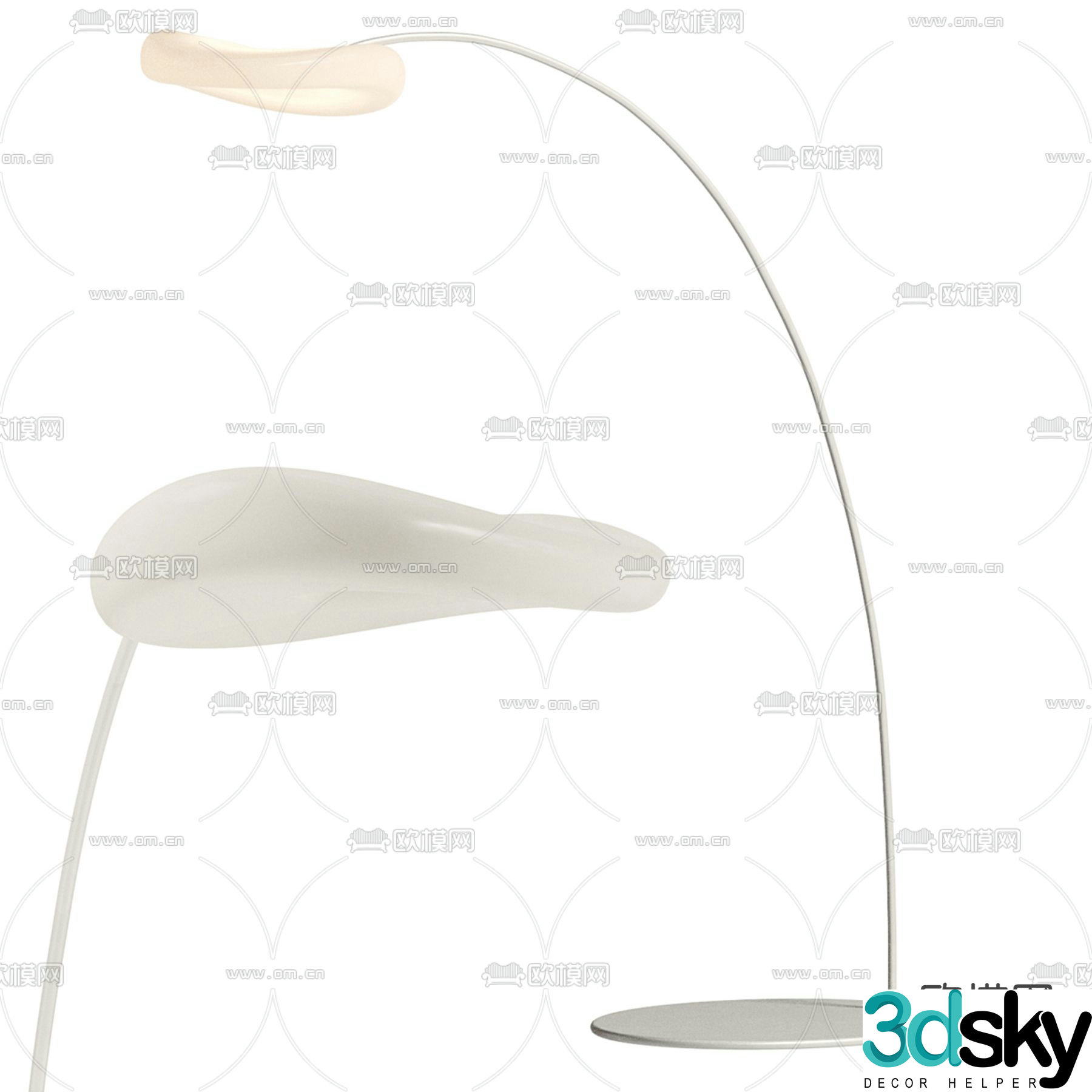 Cream style floor lamp fishing lamp 3d model