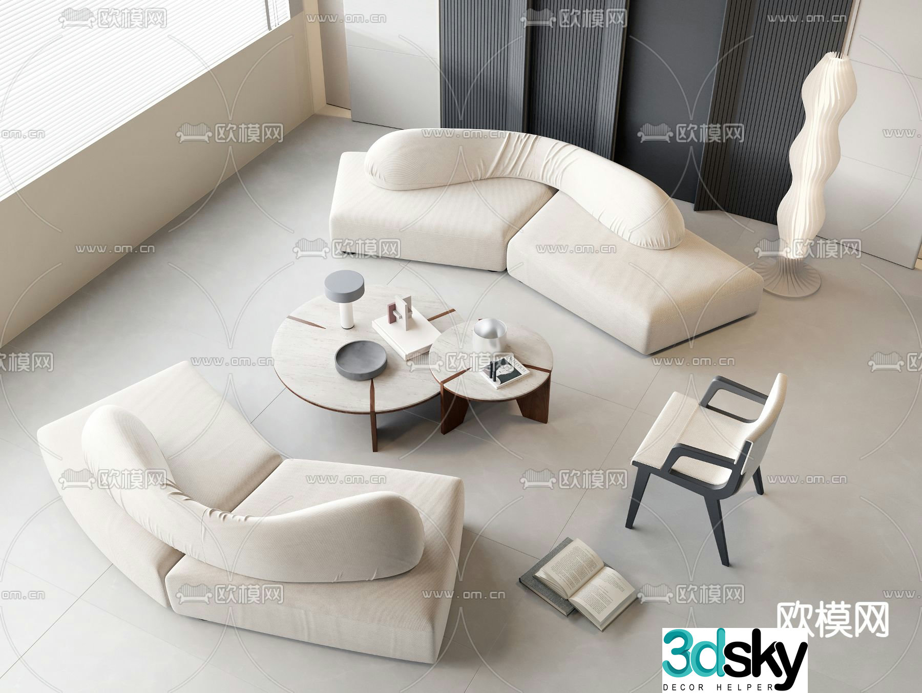 Modern modular sofa island sofa 3d model