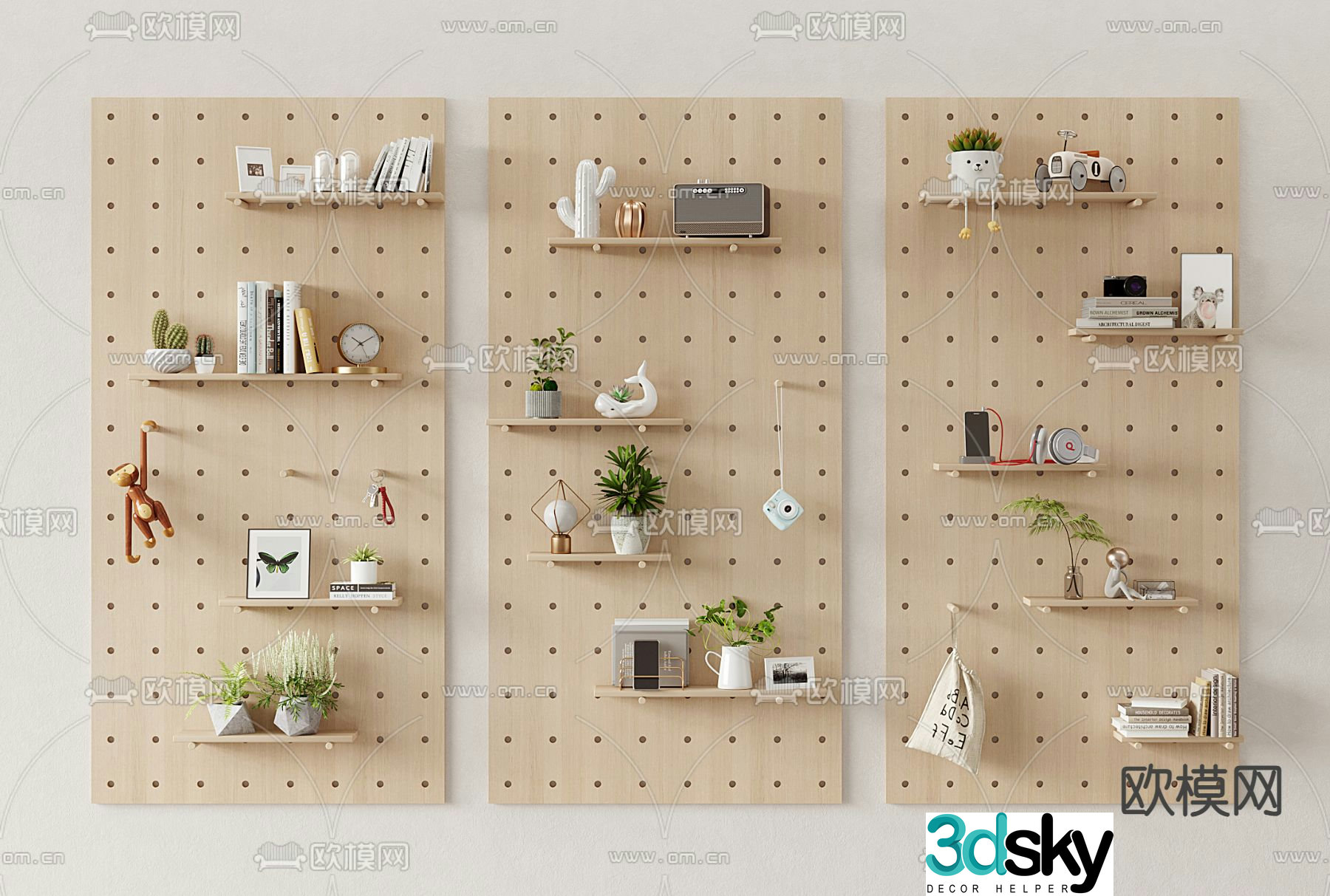 Hole board wall decoration shelf hanging decoration 3D model
