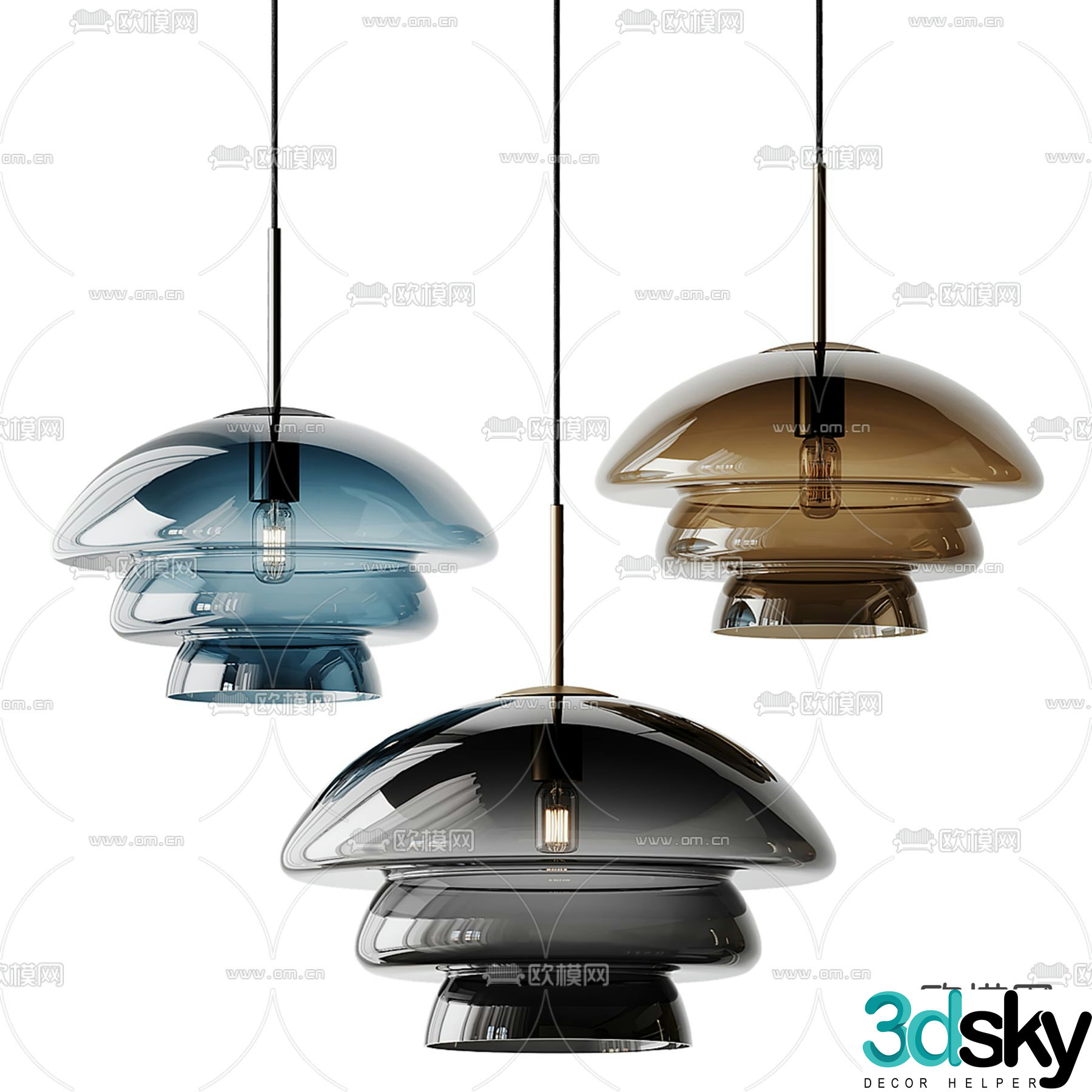 Glass Chandelier Restaurant Chandelier 3D Model