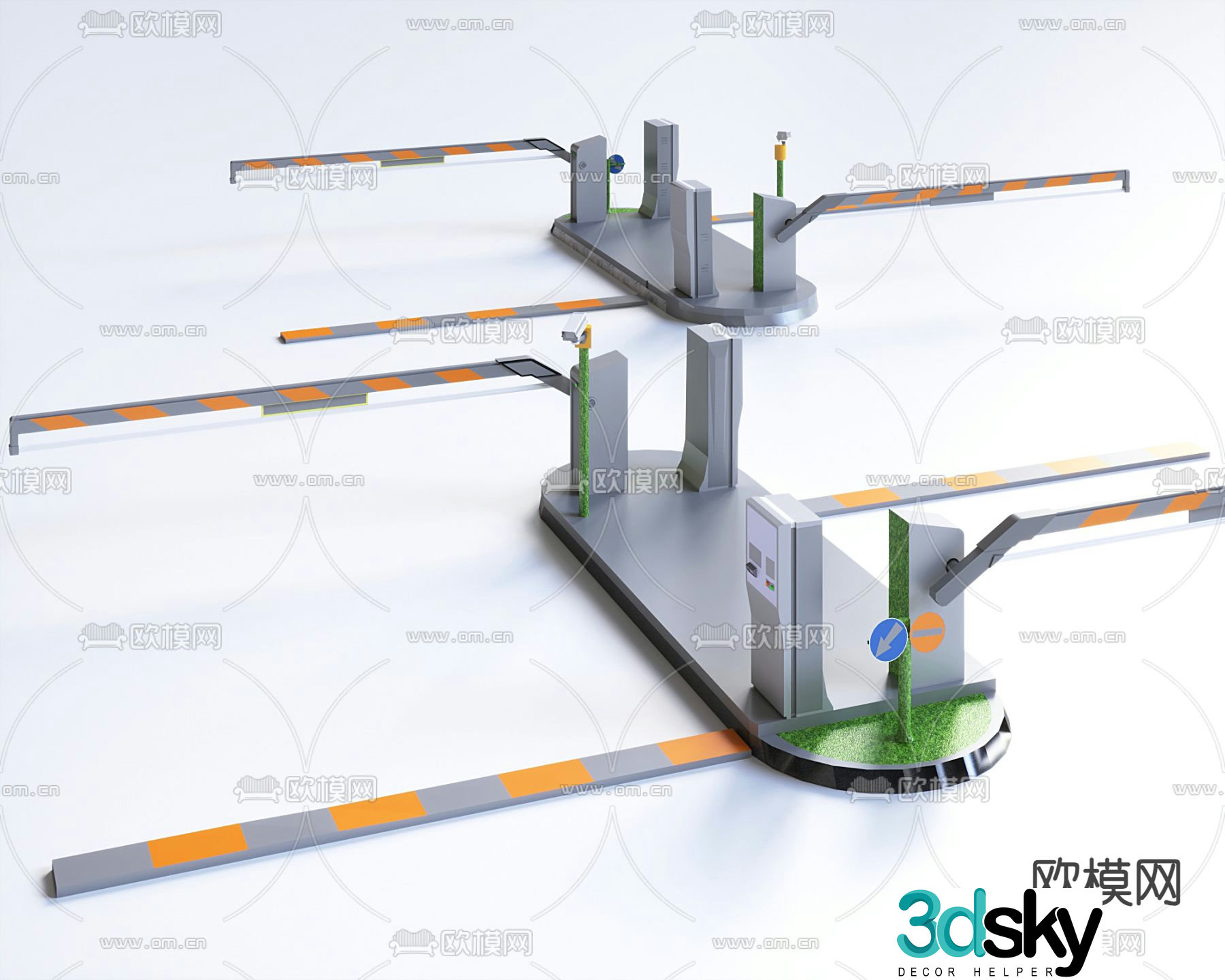 Car brake, blocking pole, parking pole, barrier gate 3D model