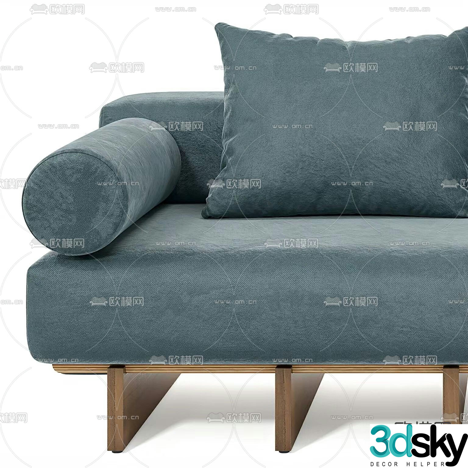 SANTOS fabric three-seat sofa upholstered sofa 3D model
