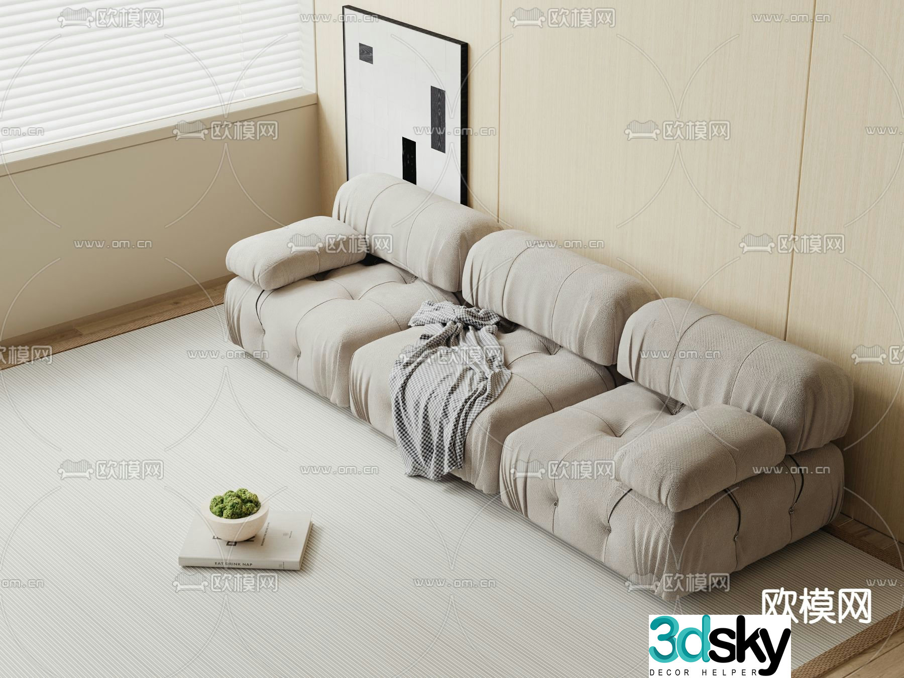 Three person sofa multi person sofa 3d model