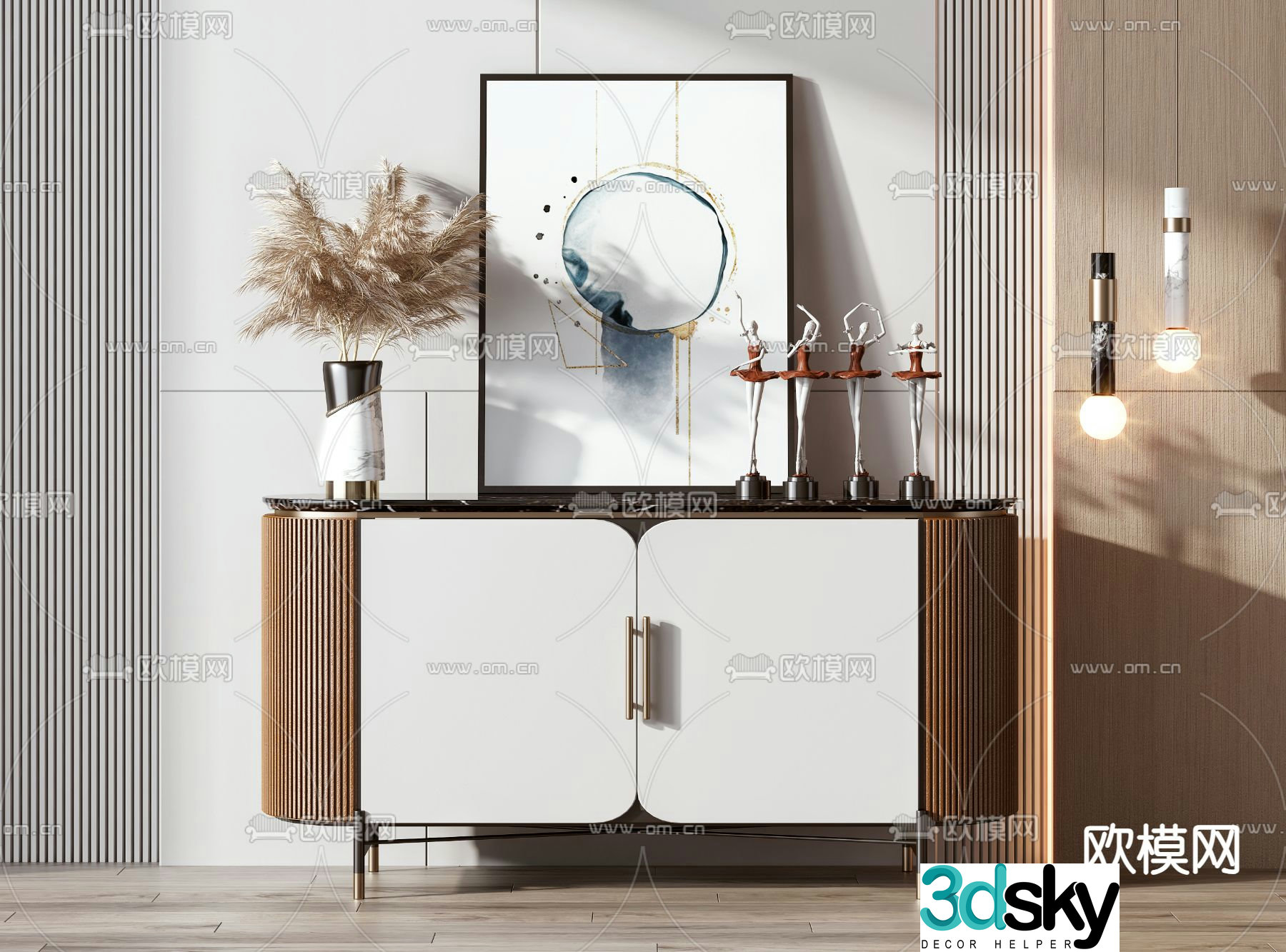 Modern side cabinet entrance cabinet end view cabinet 3D model