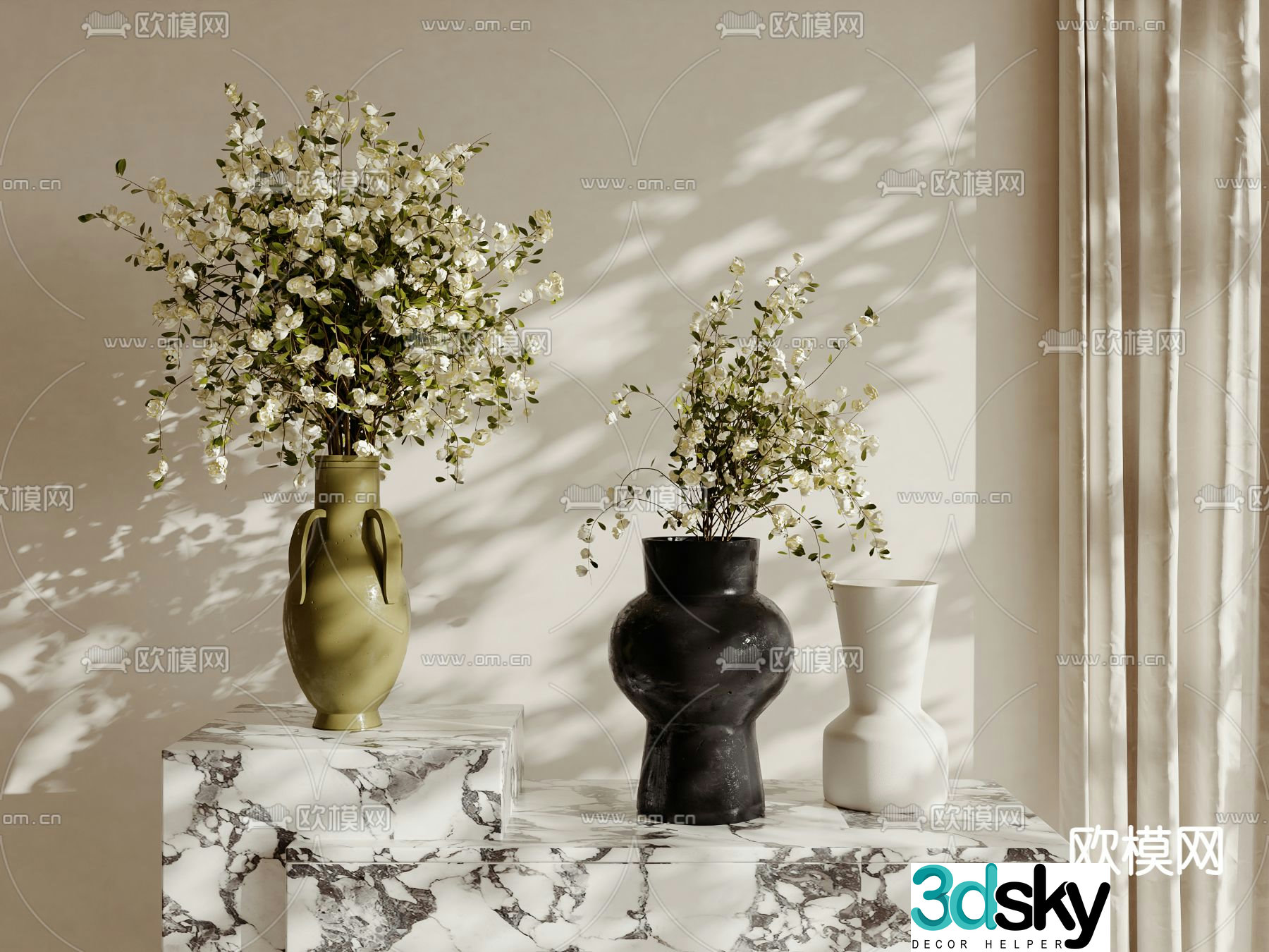 Vase Flower Art Flower Arrangement Flower 3D Model